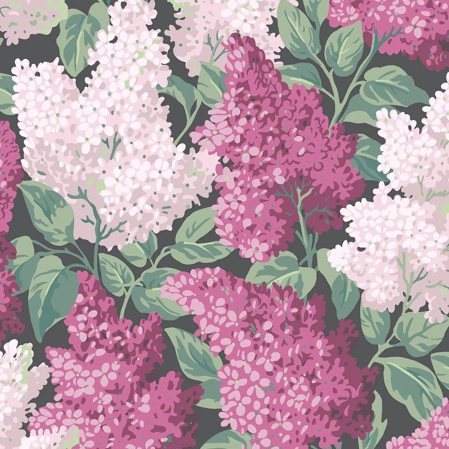 Tapeta z motywem roślinnym kwiatów bzu BOTANICAL BOTANICA - LILAC różowy z zielonym – Cole & Son