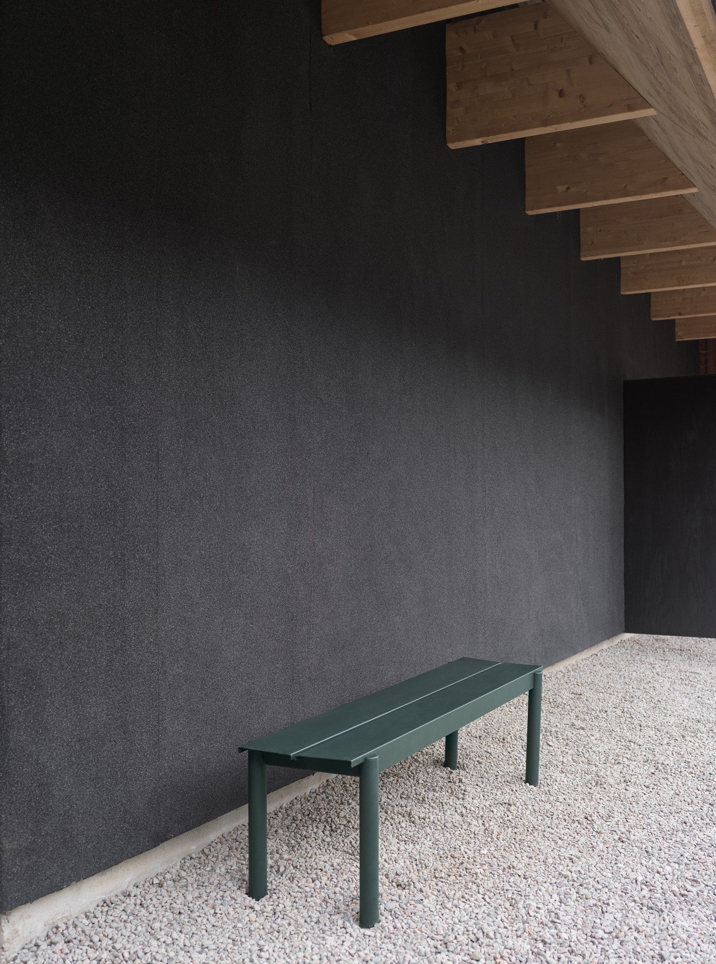 LINEAR Dark Green Steel Outdoor Bench