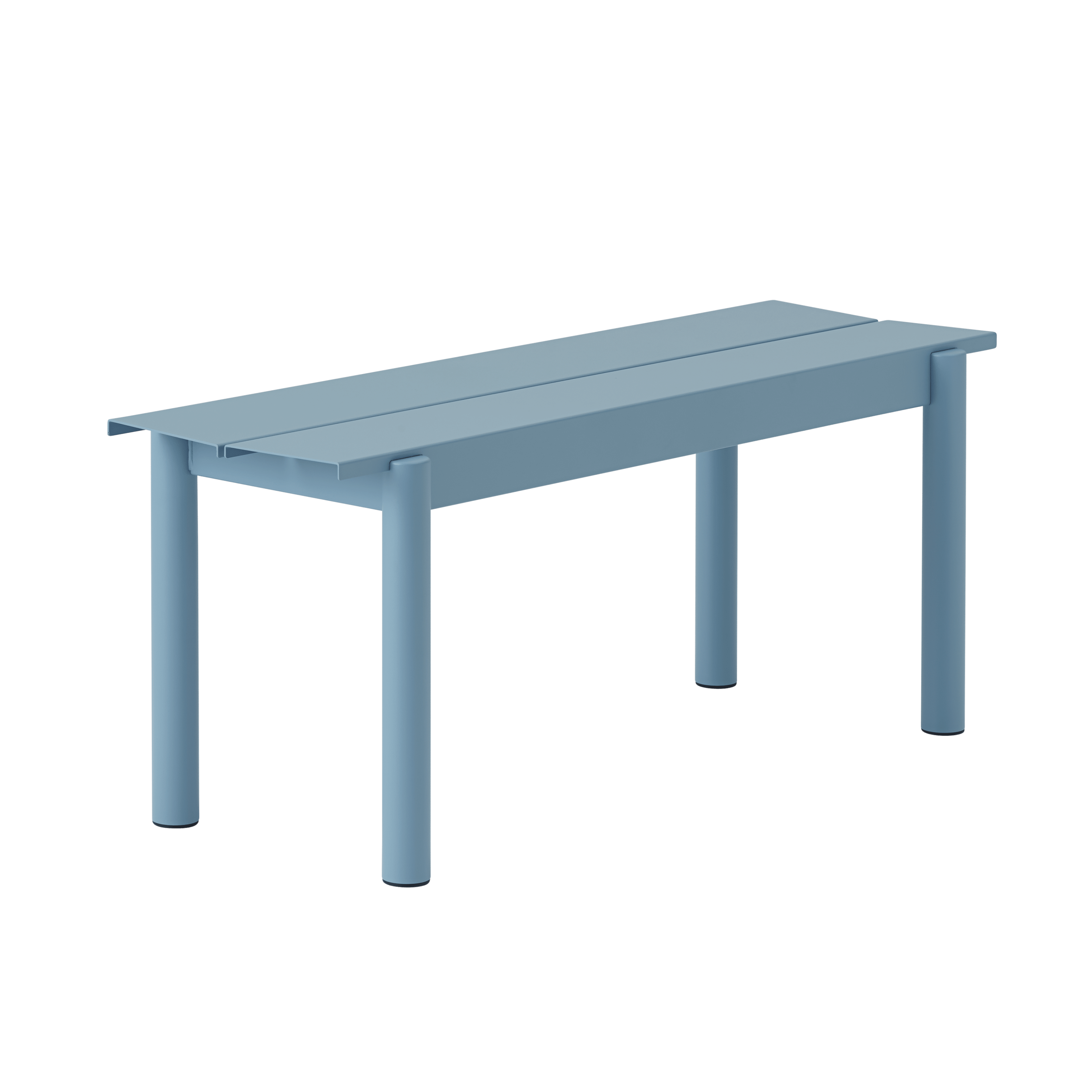 Blaue LINEAR Gartenbank aus Stahl