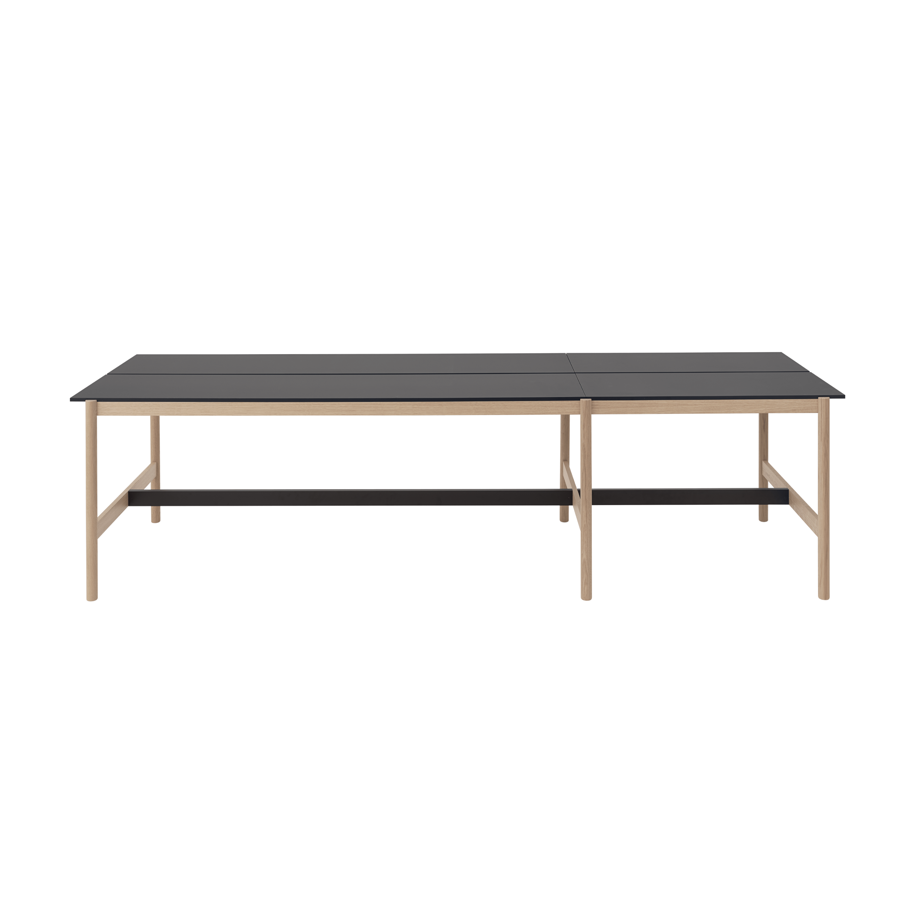 LINEAR SYSTEM HIGH Office Table - CONFIGURATION 1 in black nanolaminate with an oak base