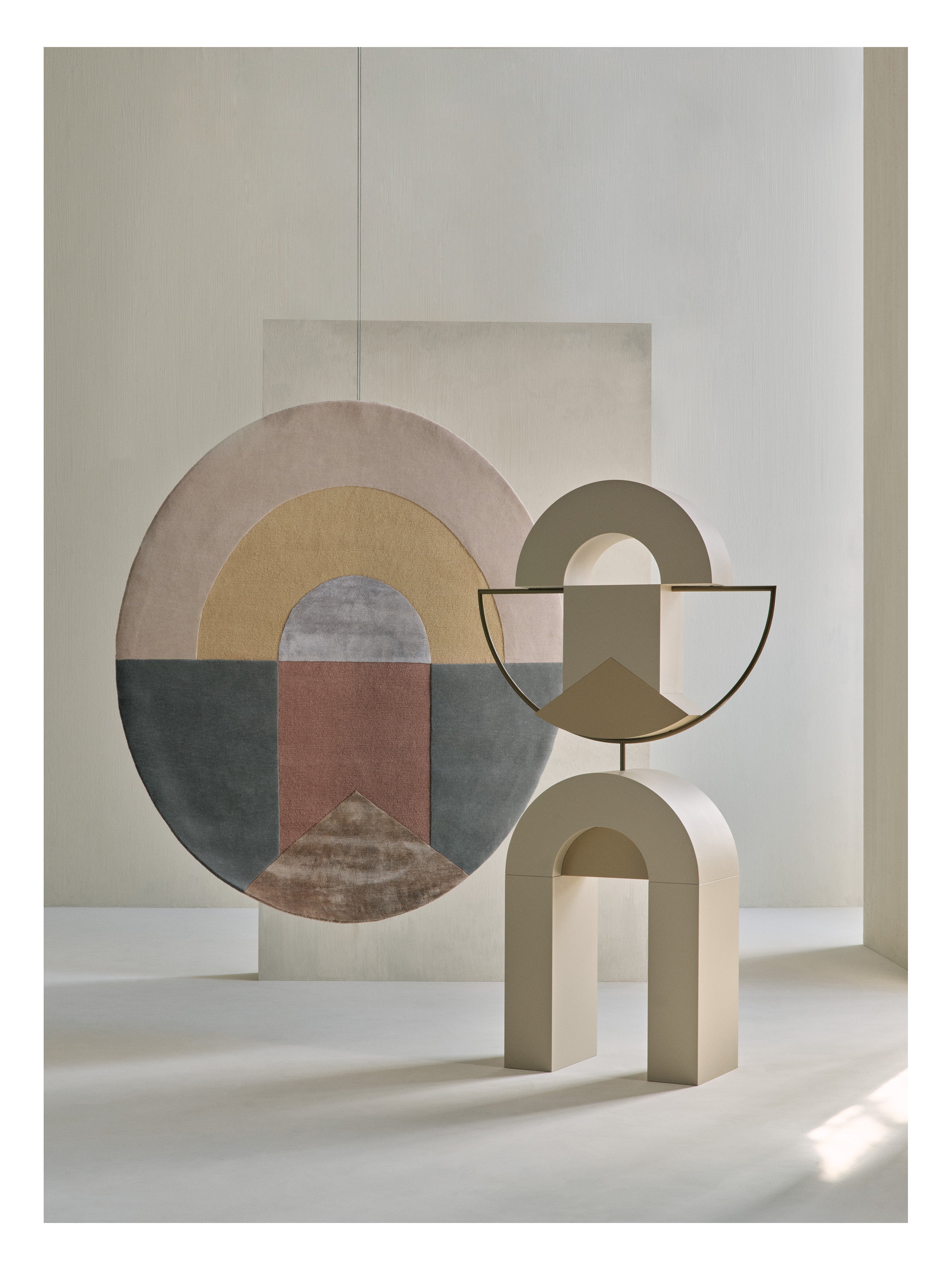 Round rug SERAPHIC SUN yellow with green