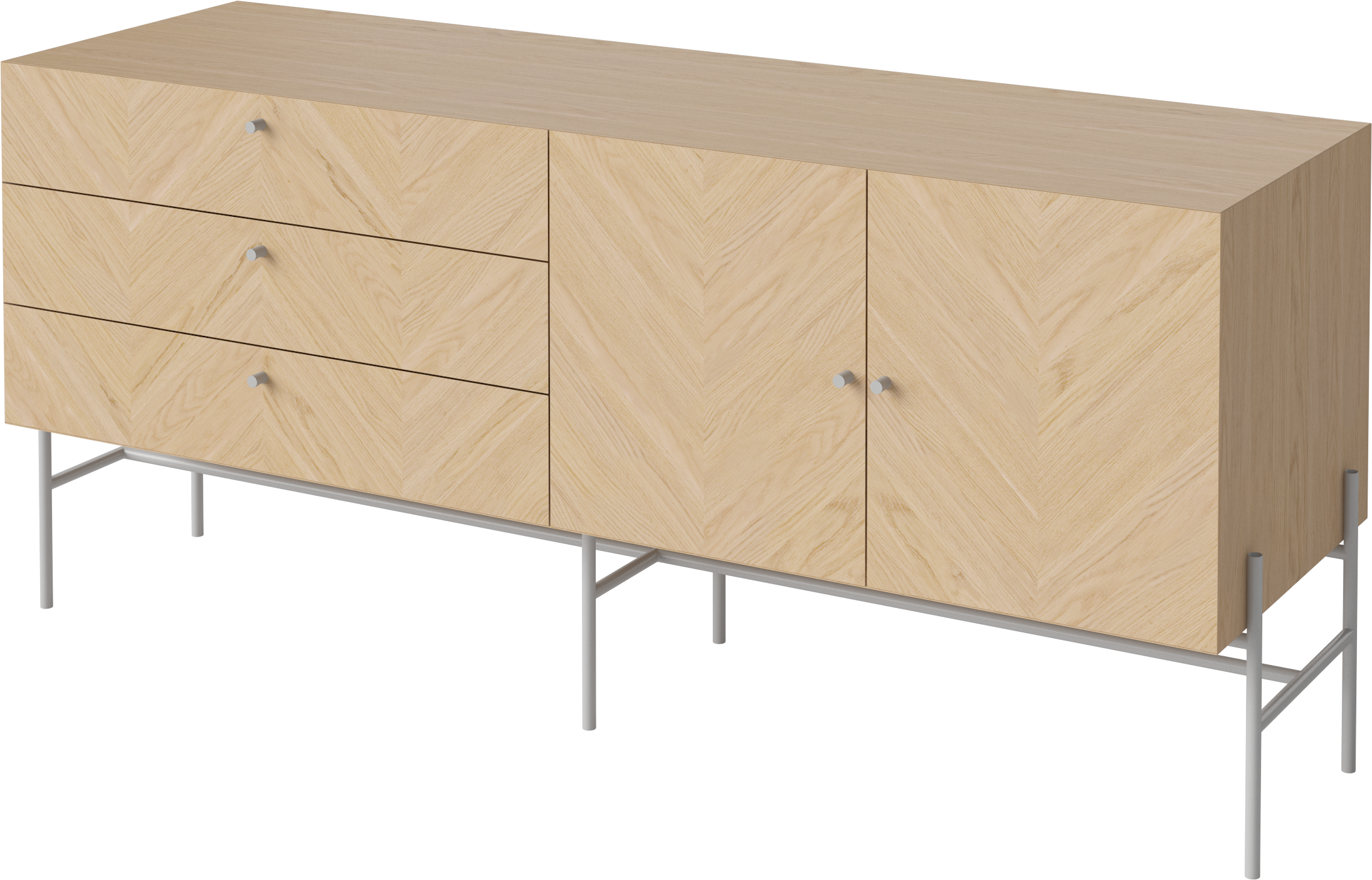 Luxe sideboard bleached oak wood with a gray base