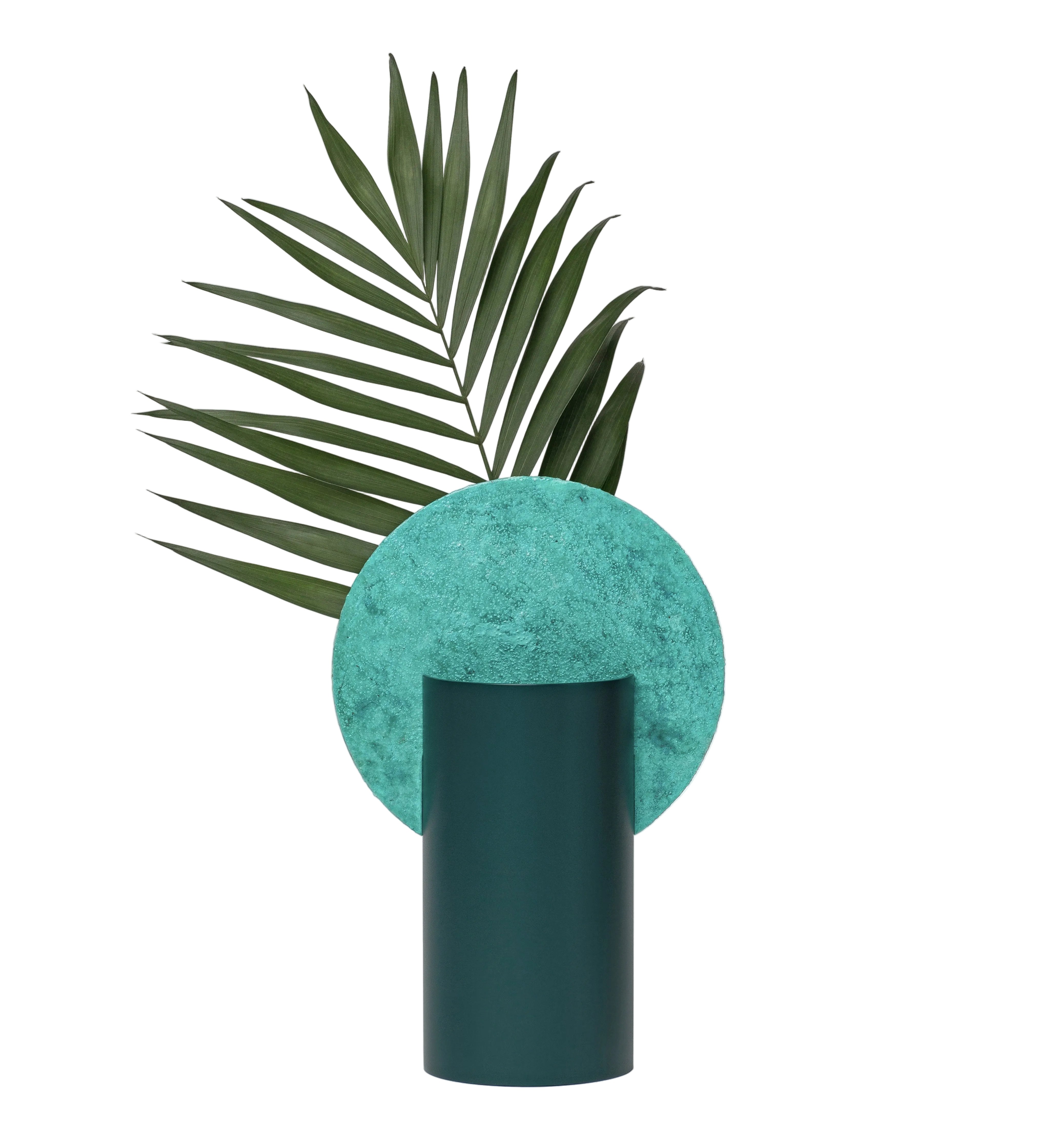 MALEVICH Vase - NUMBERED EDITION green with oxidized copper