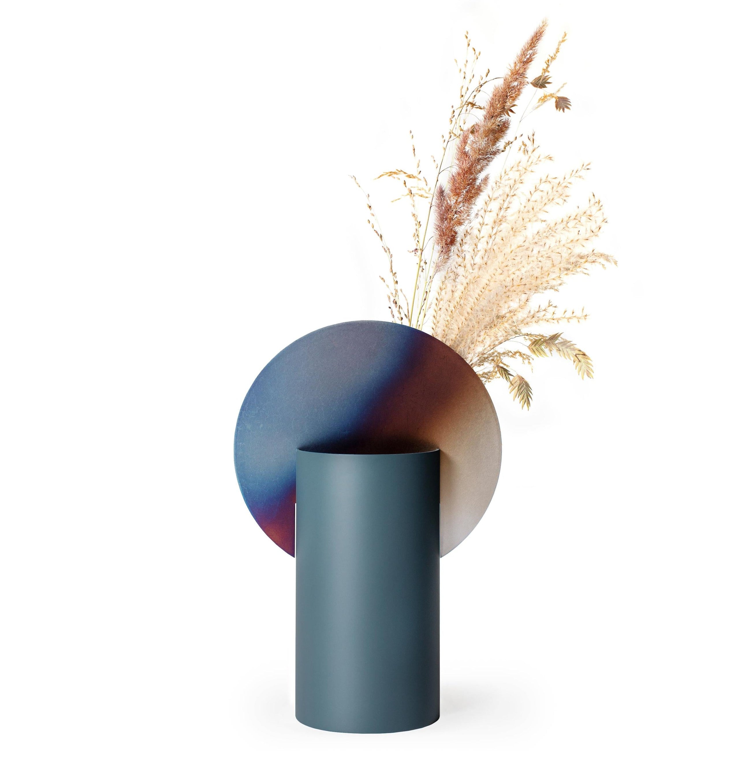MALEVICH Vase - NUMBERED EDITION blue with oxidized steel