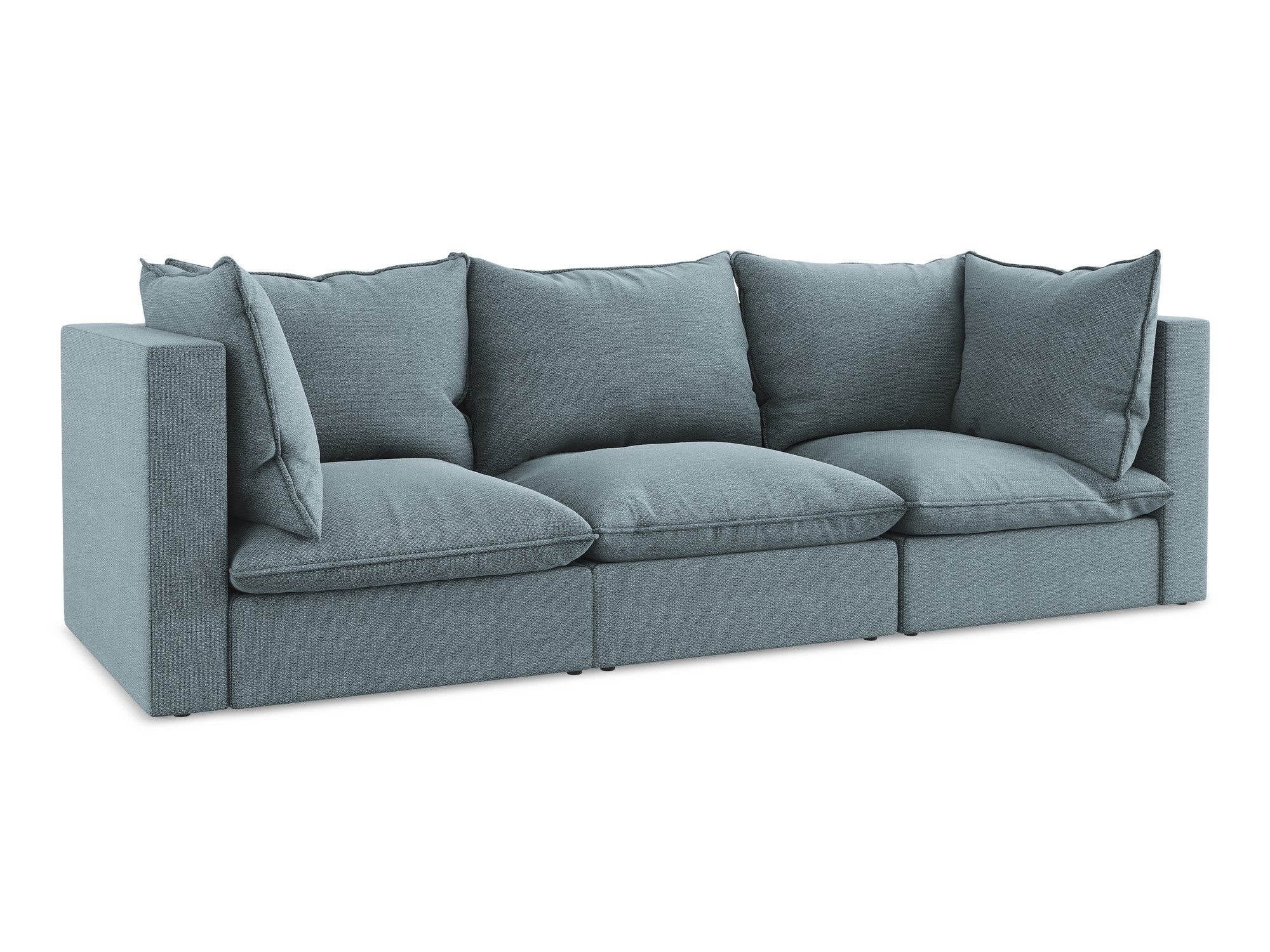 3-Seater Sofa MANAO Denim Blue Boucle