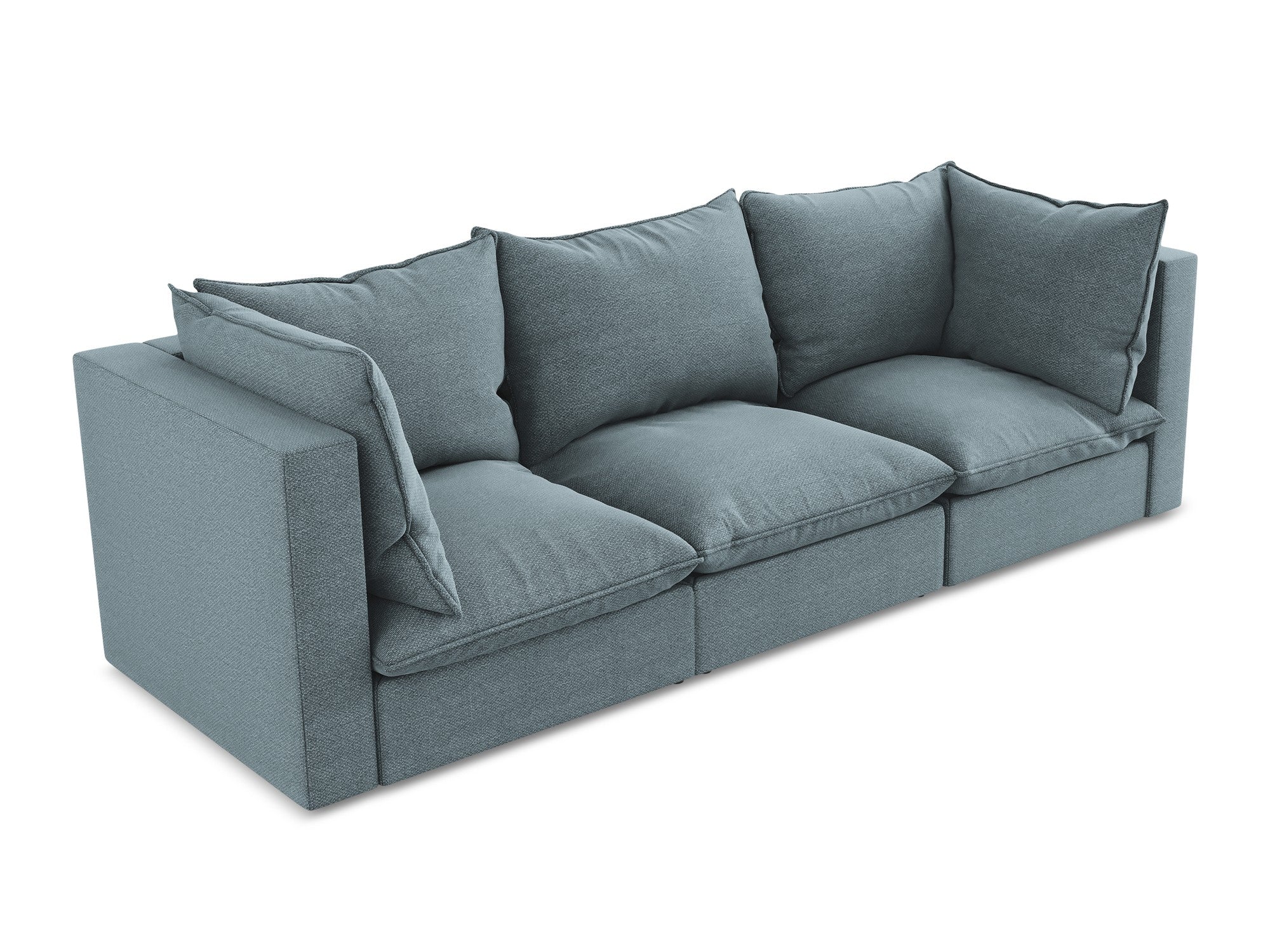 3-Seater Sofa MANAO Denim Blue Boucle