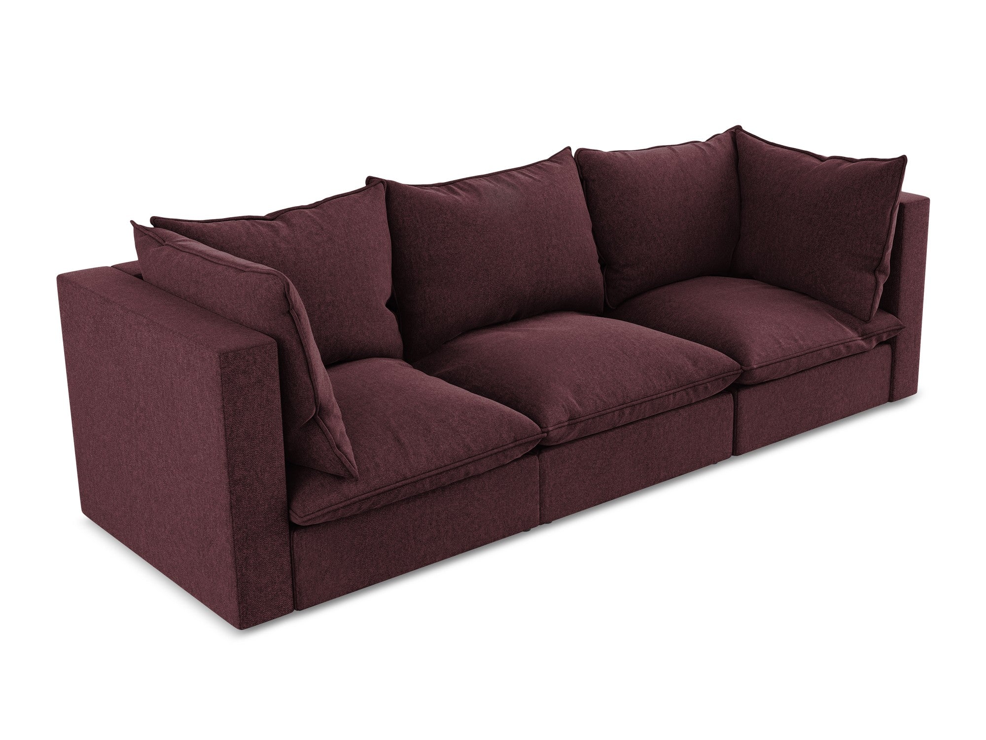 Velvet Sofa for 3 People MANAO in Burgundy