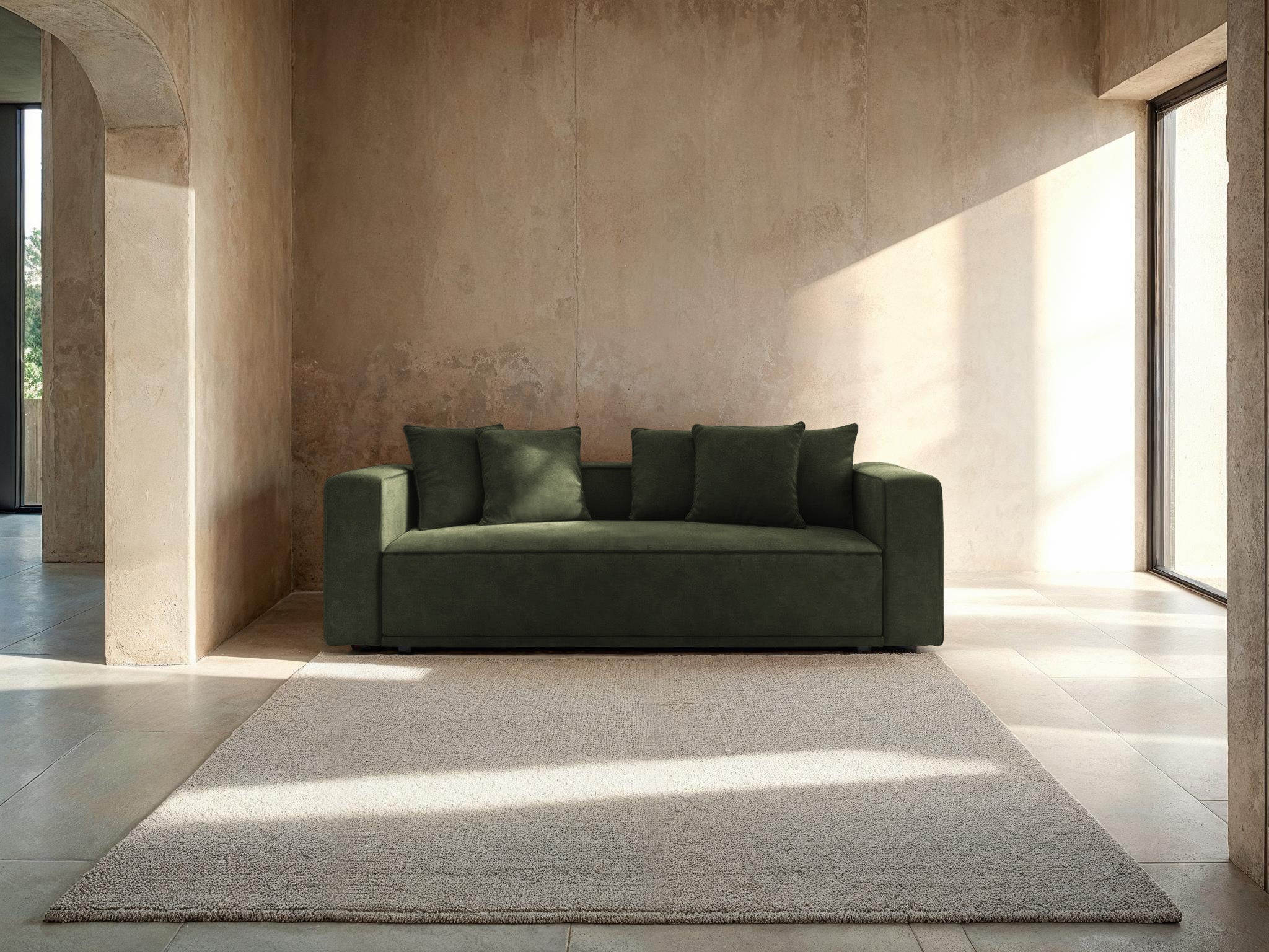 Samtsofa mit Schlaf-Funktion RIBES grün