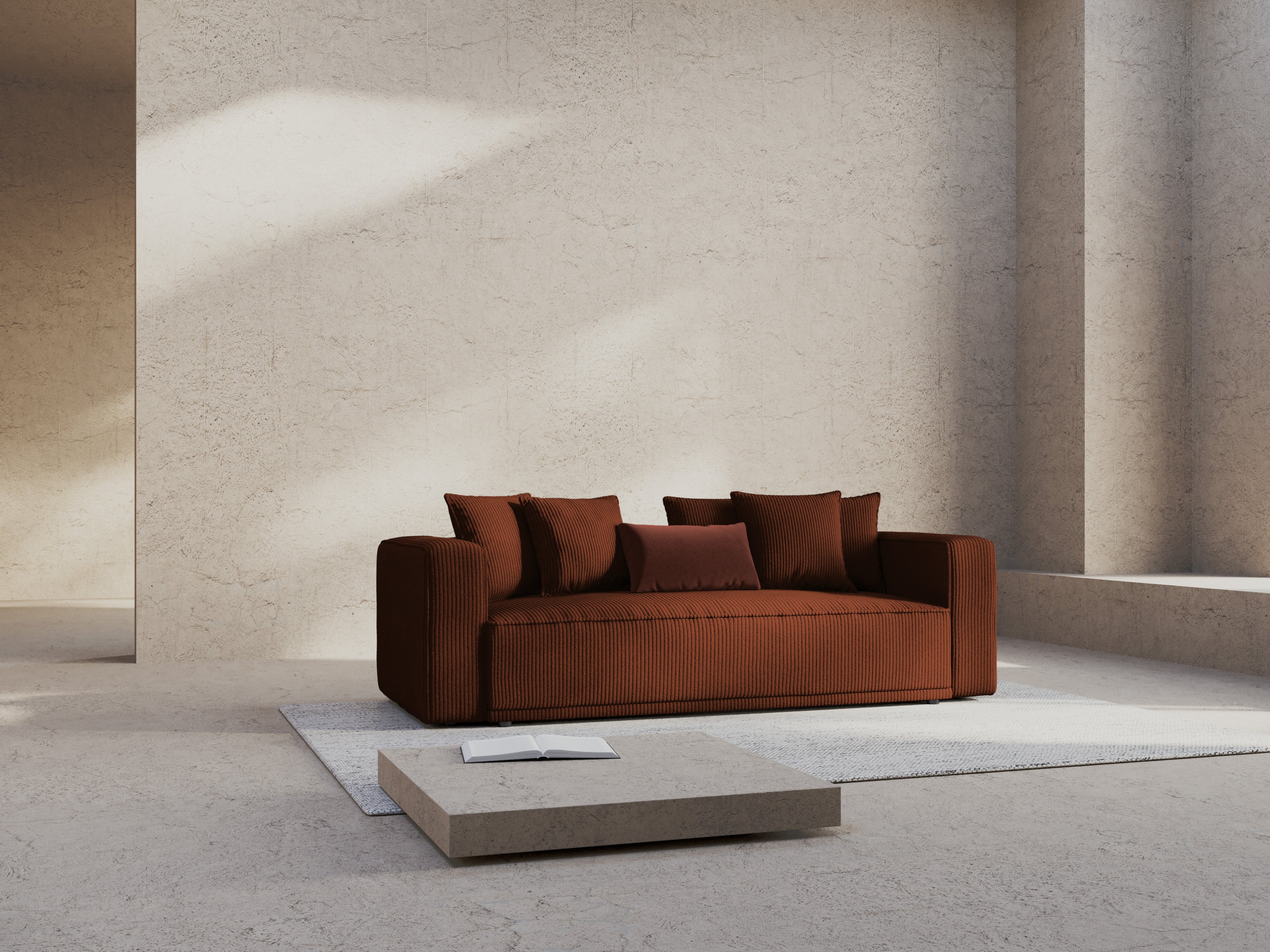Sofa with sleeping function RIBES brick corduroy