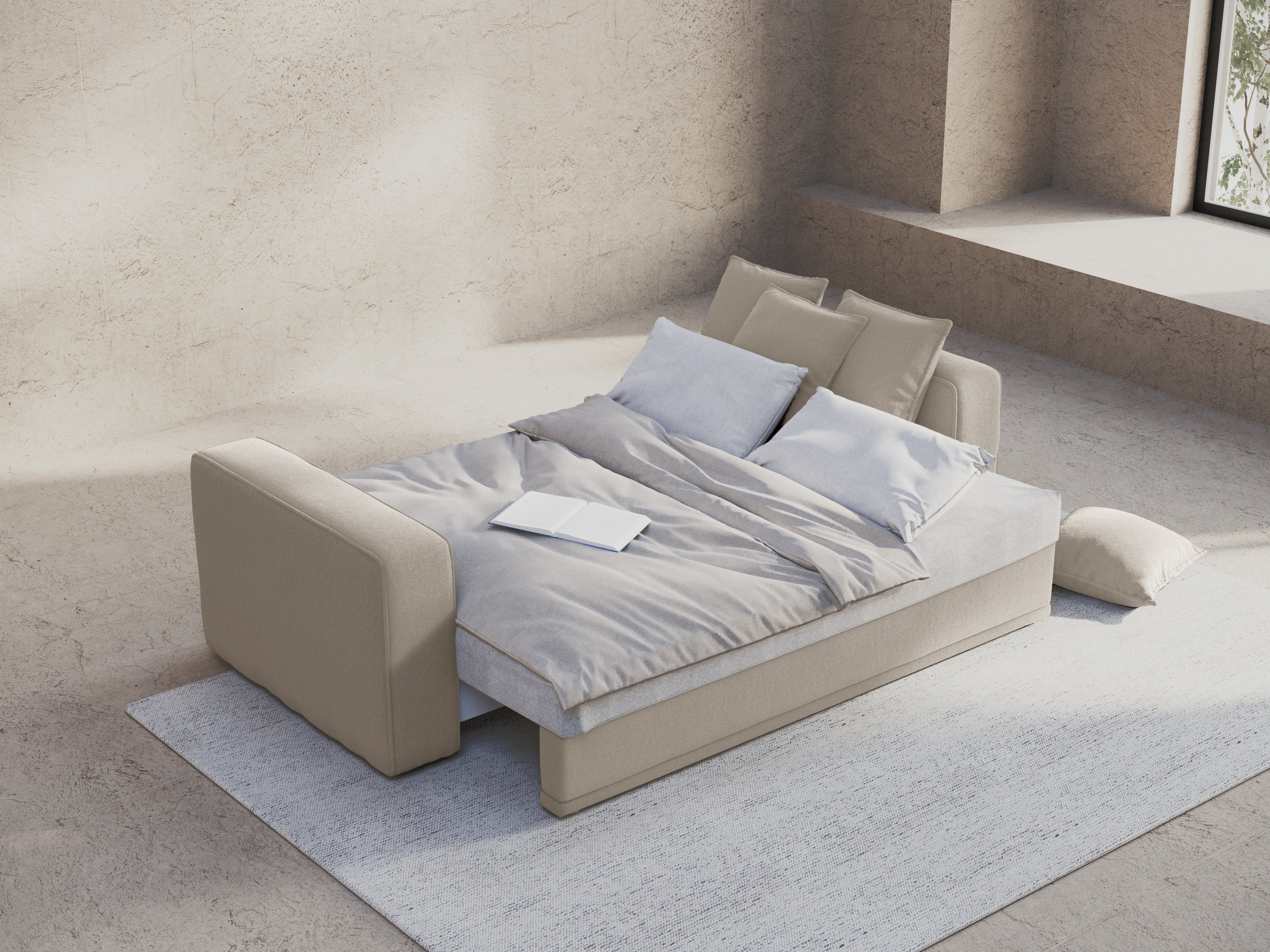Sofa mit Schlaffunktion RIBES beige Chenille