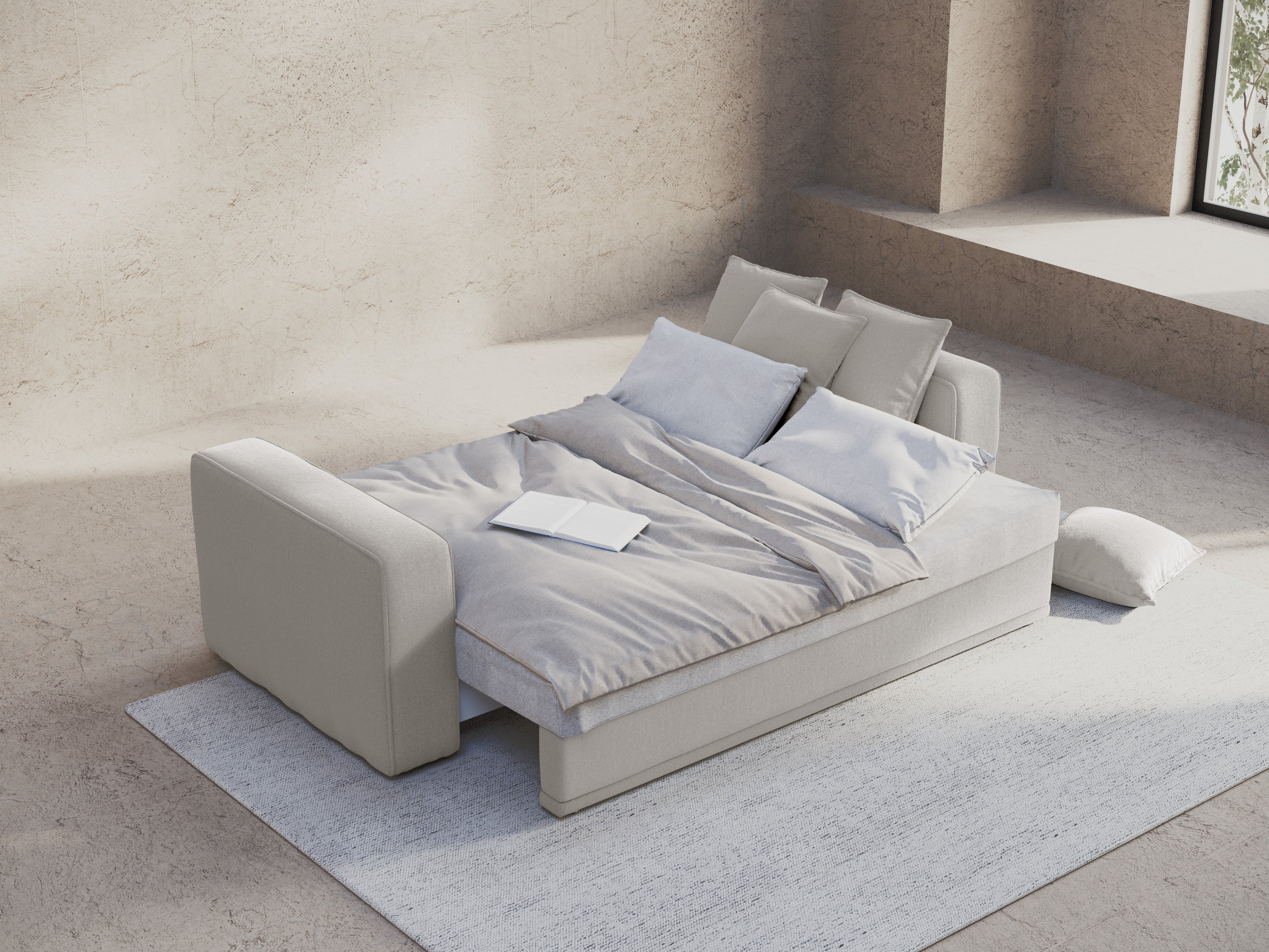 RIBES Silver Chenille Sofa with Sleeping Function