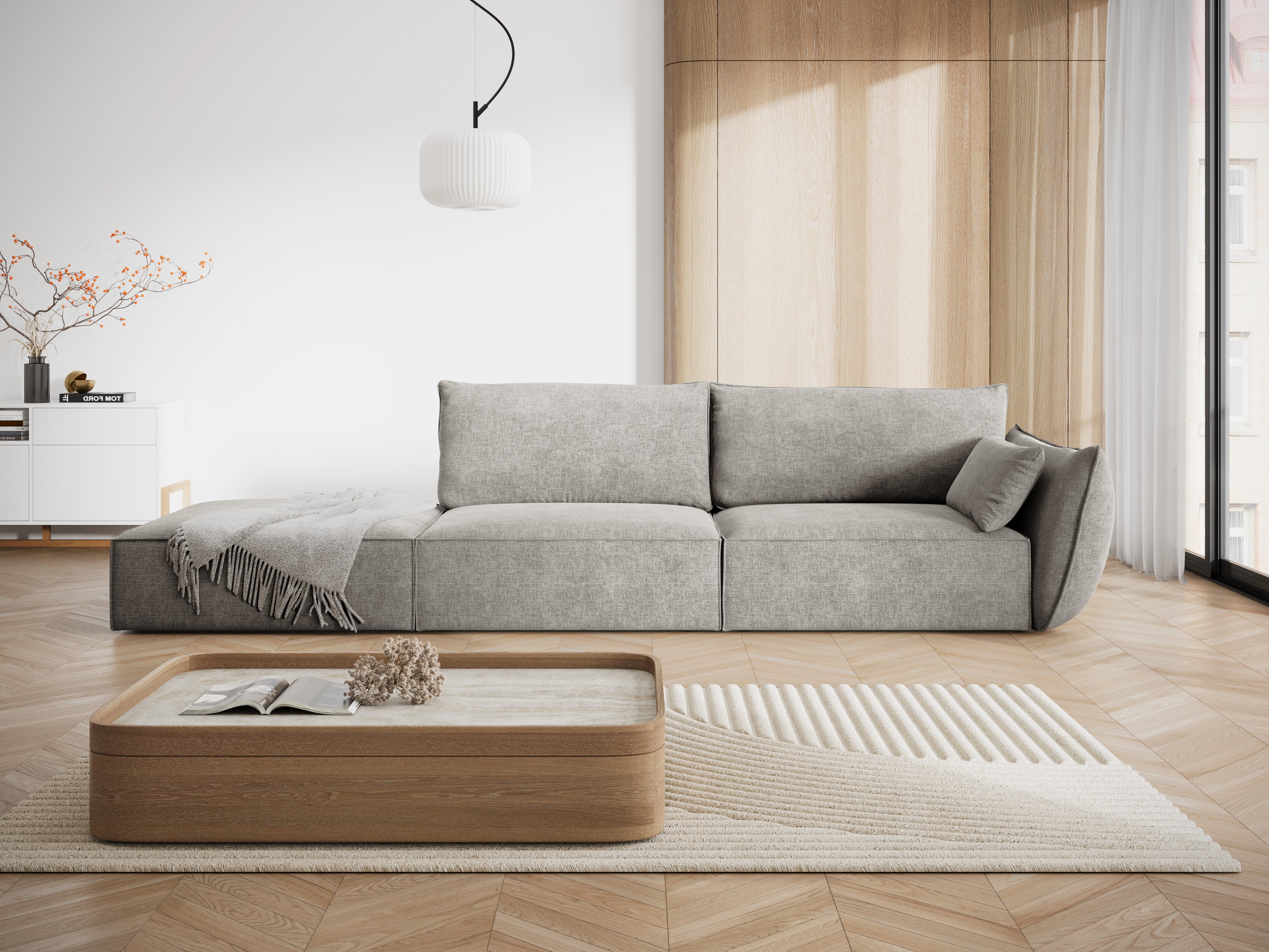 Sofa im Sofa -Stoff gelassen -offen offener Vanda Jasnoszary
