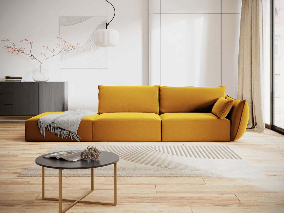 Links -Seiten -Samtsofa Open Senf Vanda