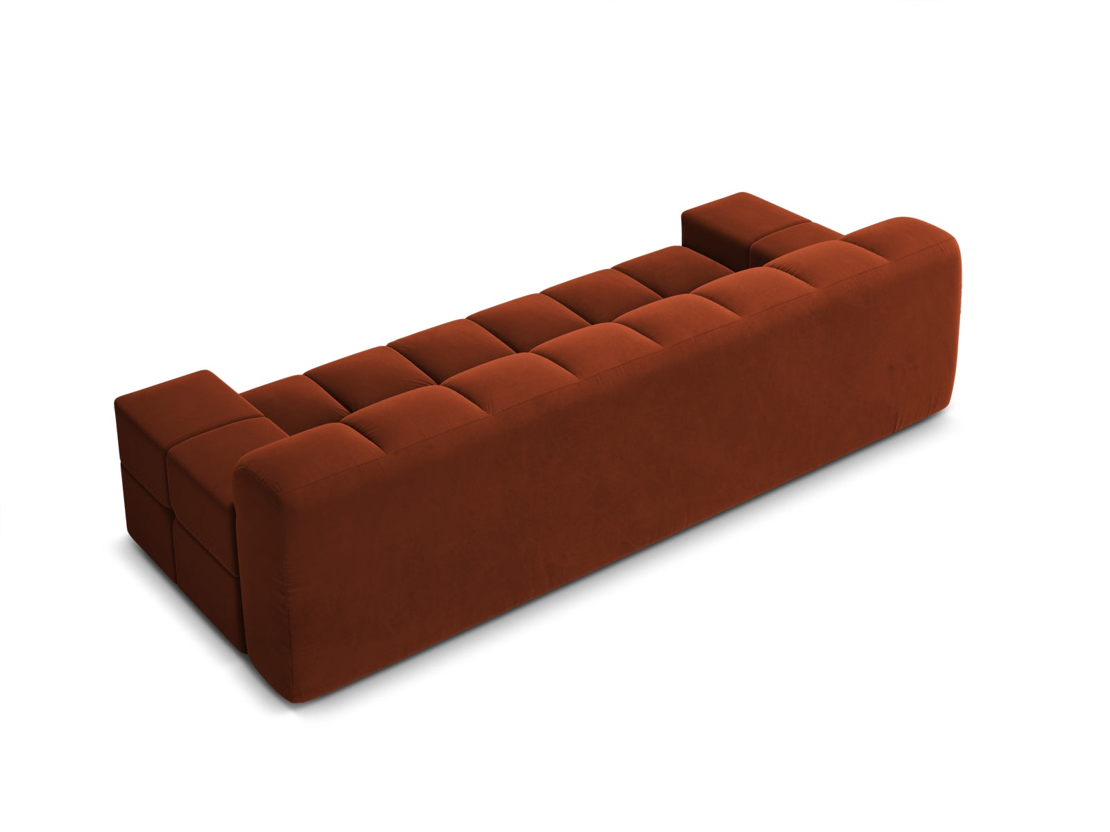 AGAVE brick-colored 3-seater velvet sofa