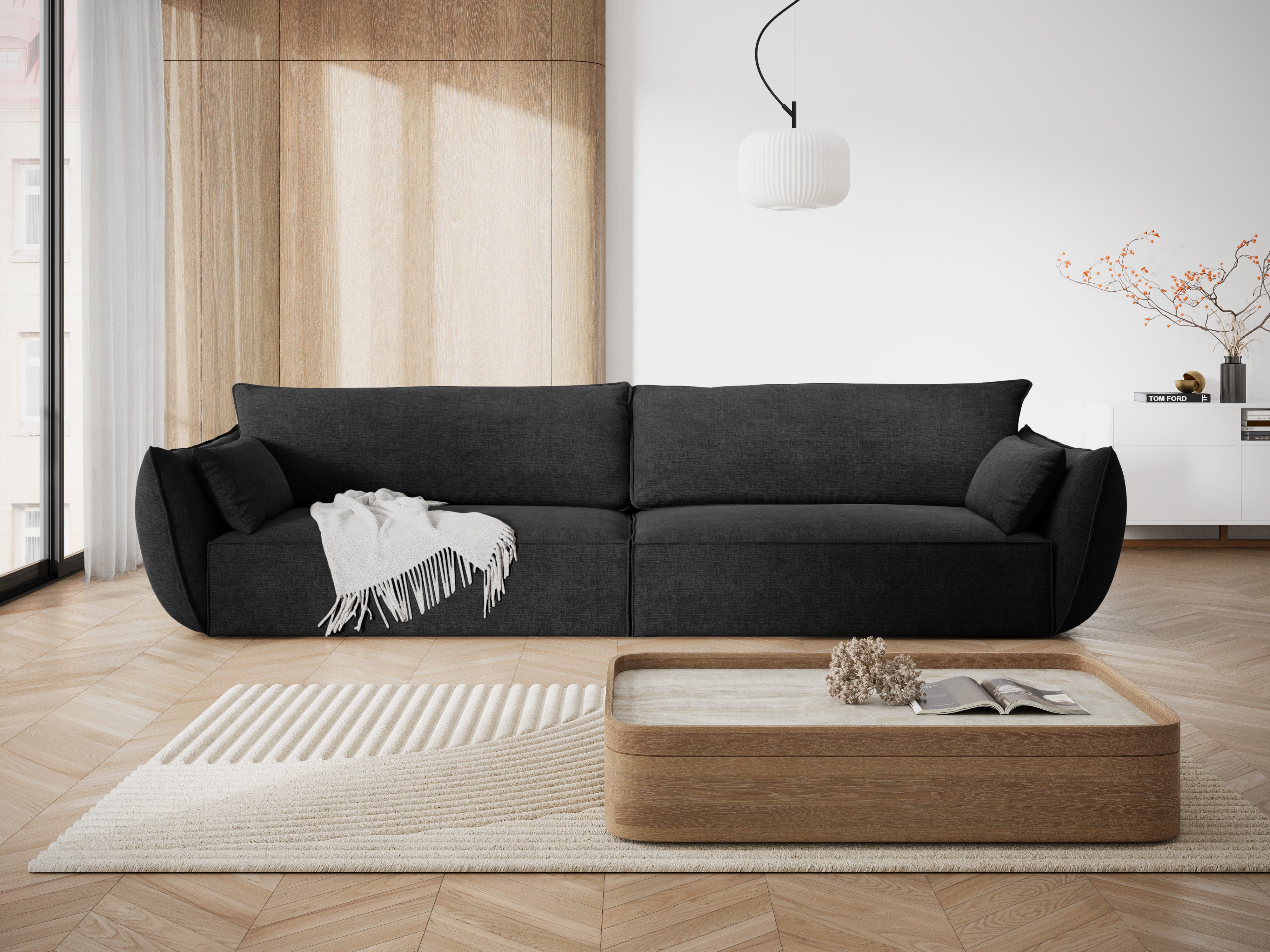 Sofa im Sofa-Stoff aus 4-Sitzer Vanda Czarny