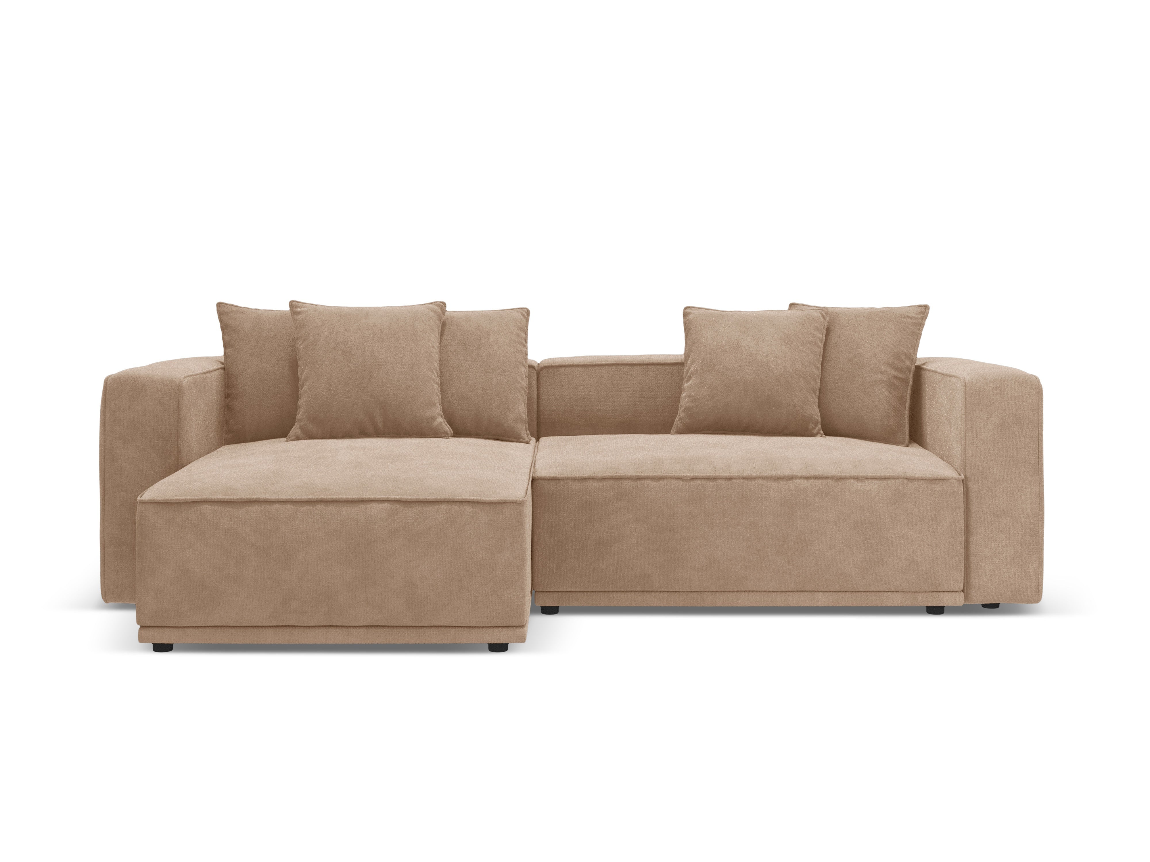 Samt-Ecksofa links mit Schlaffunktion RIBES dunkelbeige