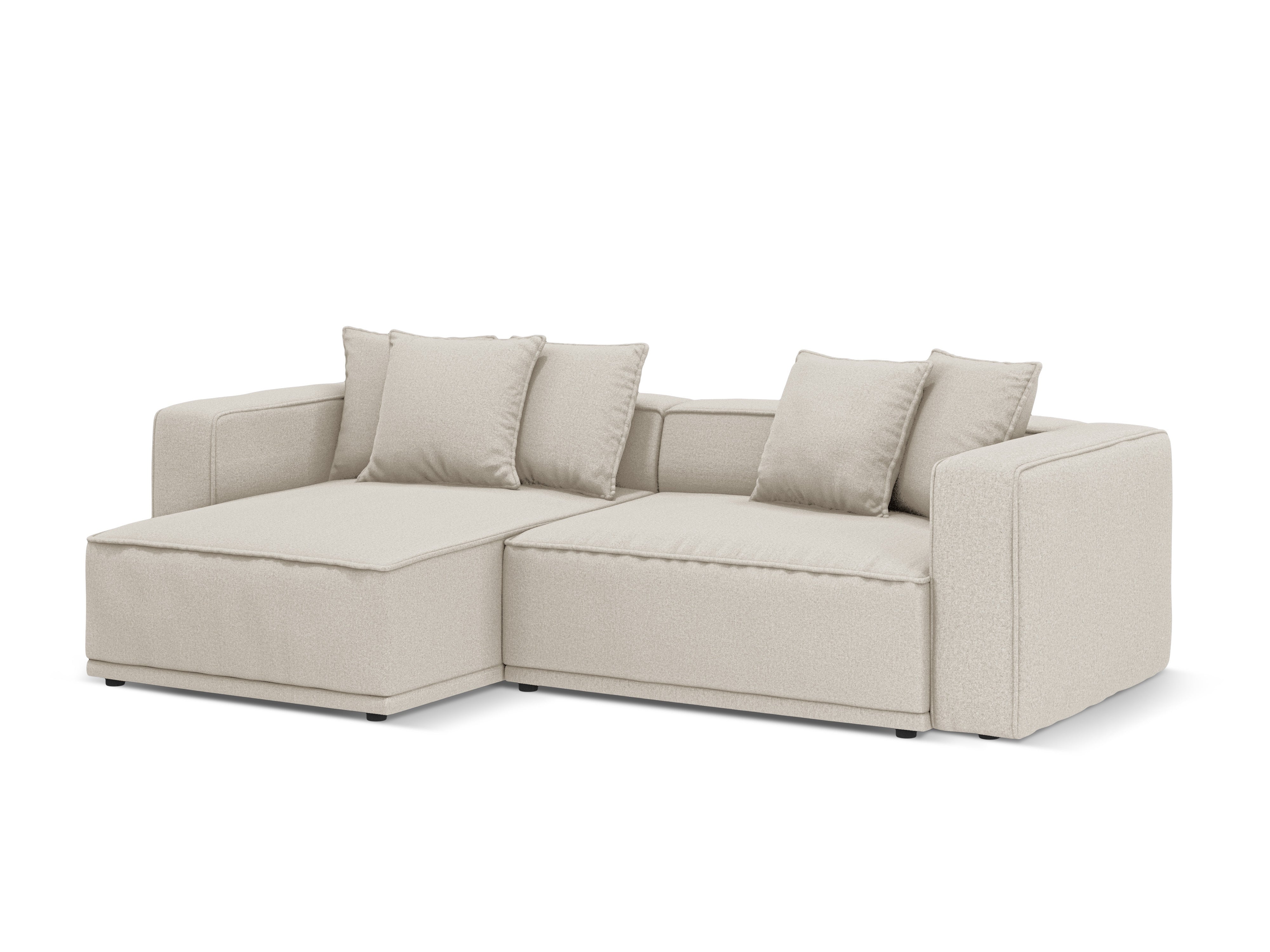 Left-sided corner sofa bed RIBES beige chenille