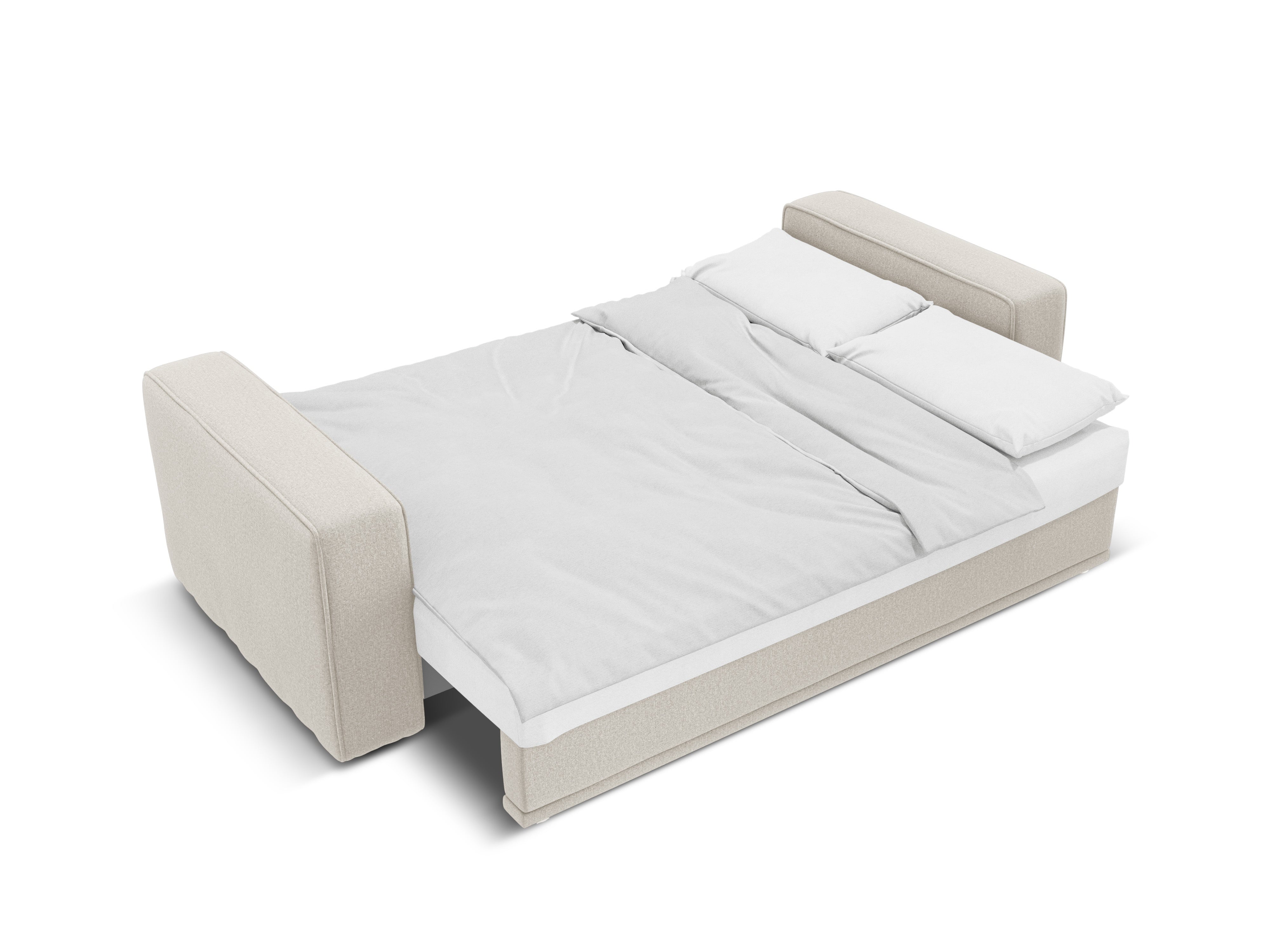 Left-sided corner sofa bed RIBES beige chenille