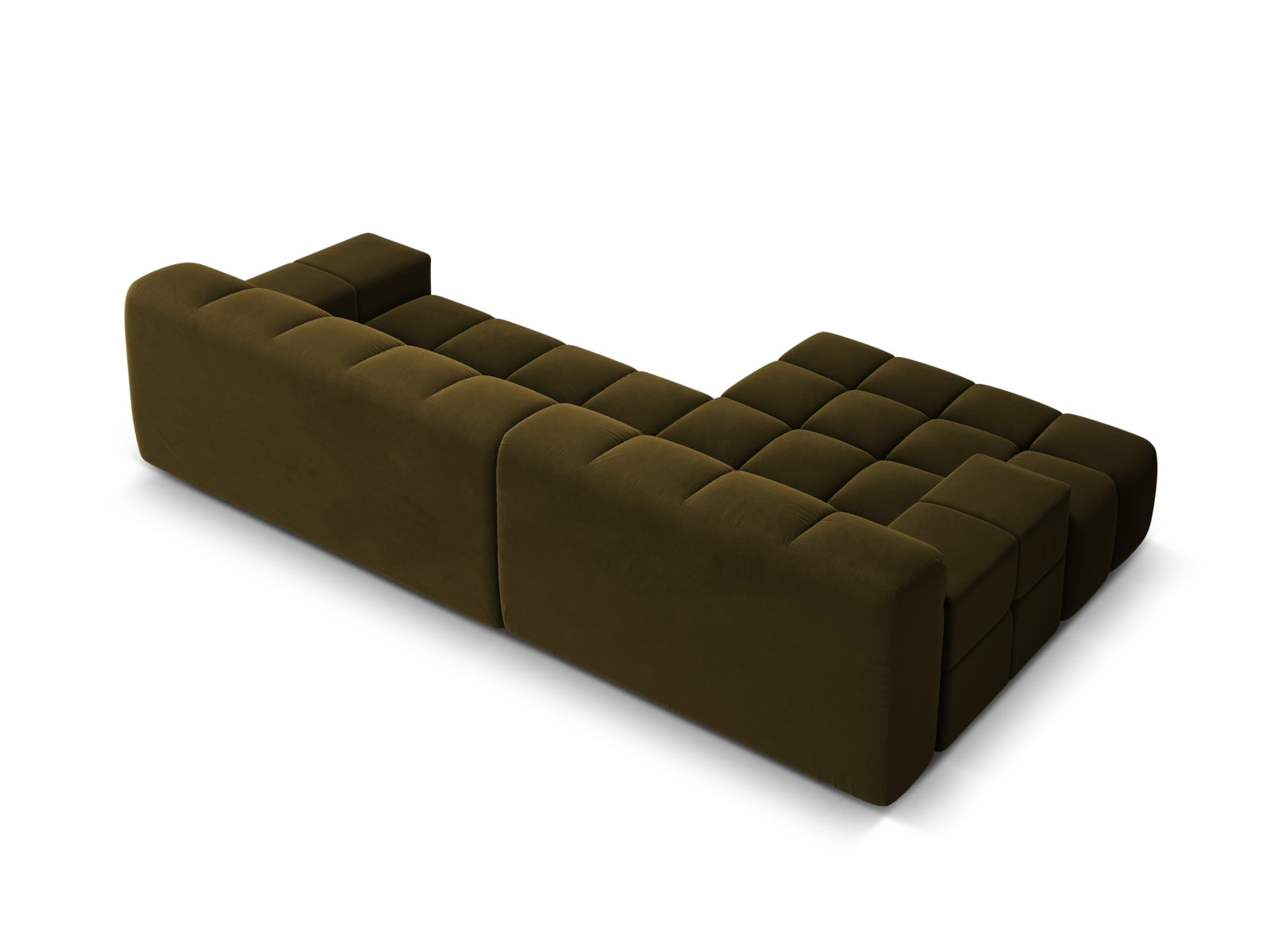 Green left-facing 3-seater velvet corner sofa AGAVE