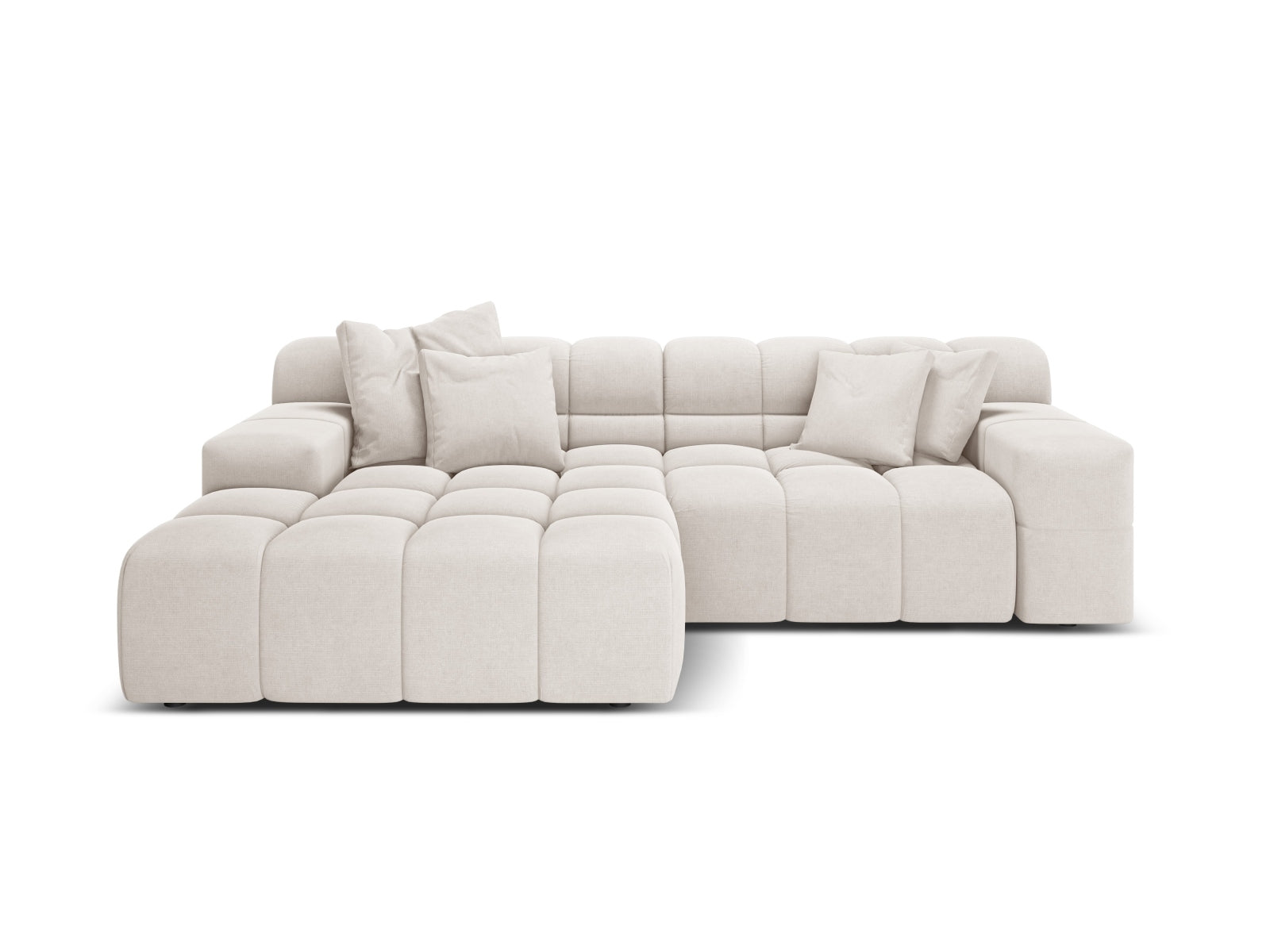 Zweisitzer-Ecksofa links AGAVE hellbeige Chenille