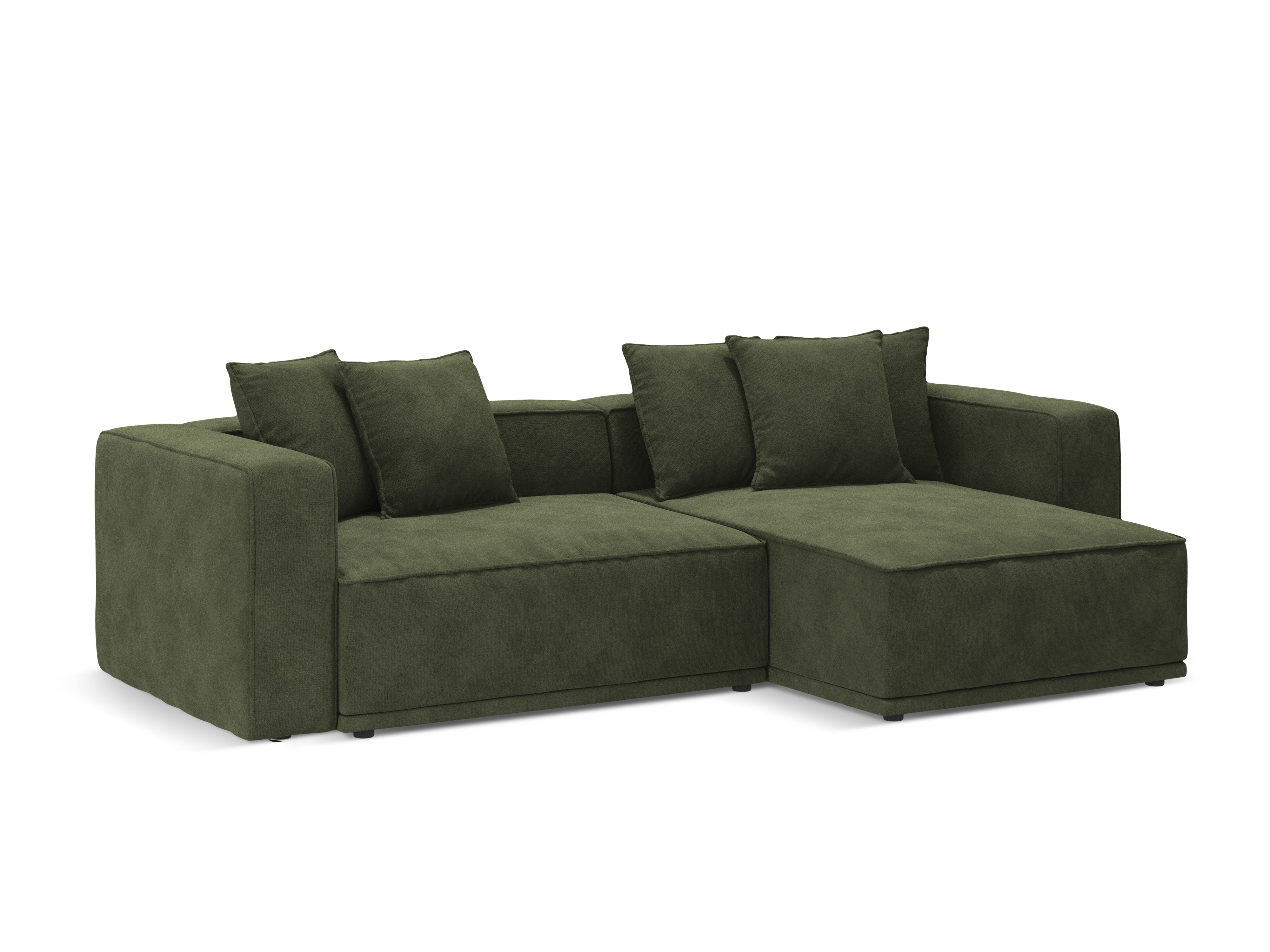 Right-facing velvet corner sofa bed RIBES green