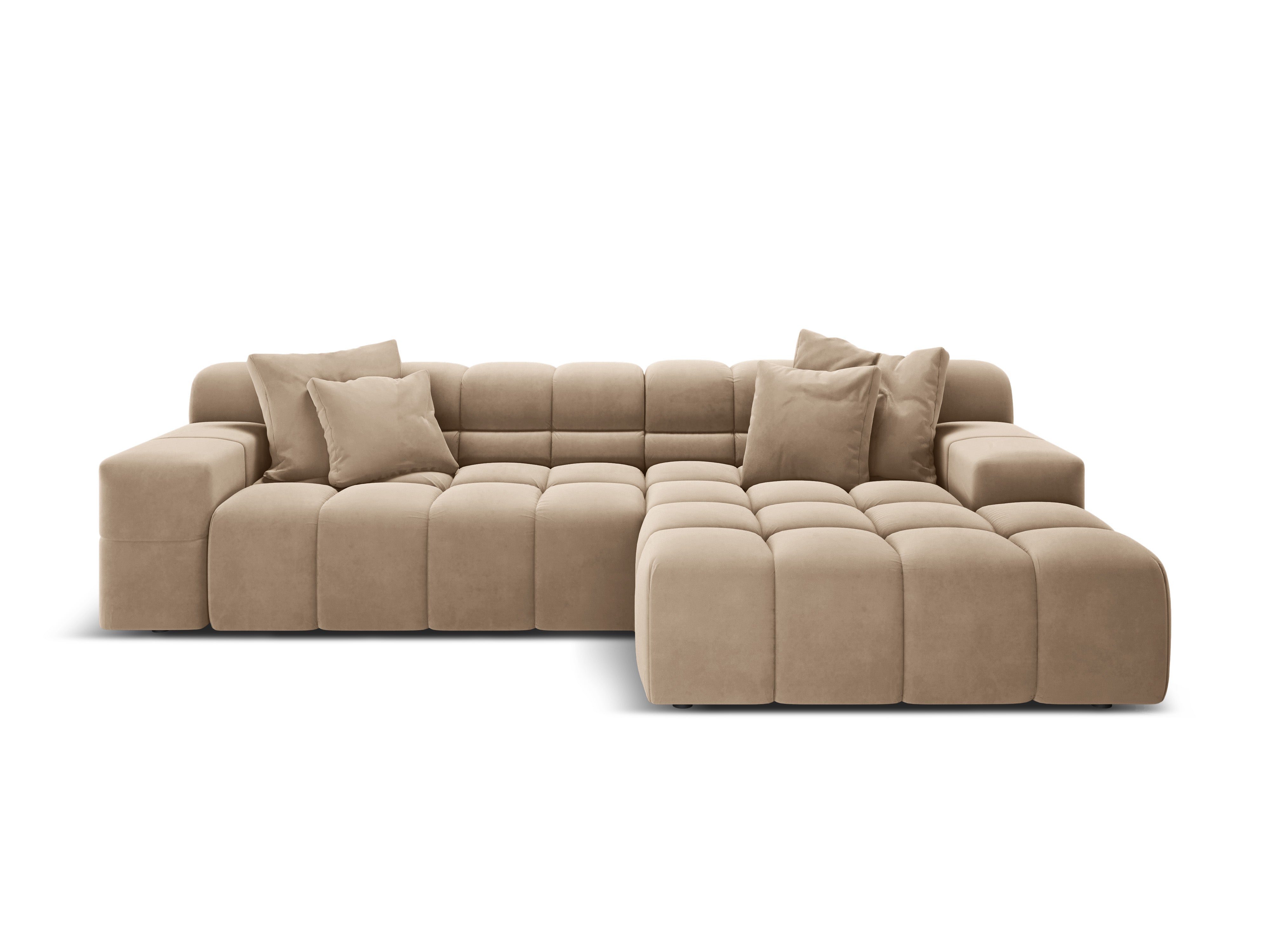 Samt-Ecksofa 3-sitzig rechts AGAVE beige