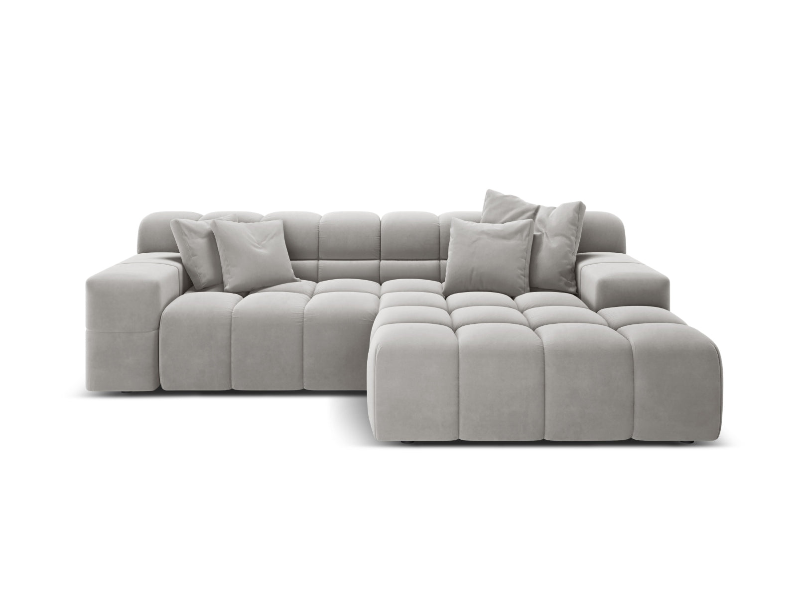 Gray right-facing 2-seater velvet corner sofa AGAVE