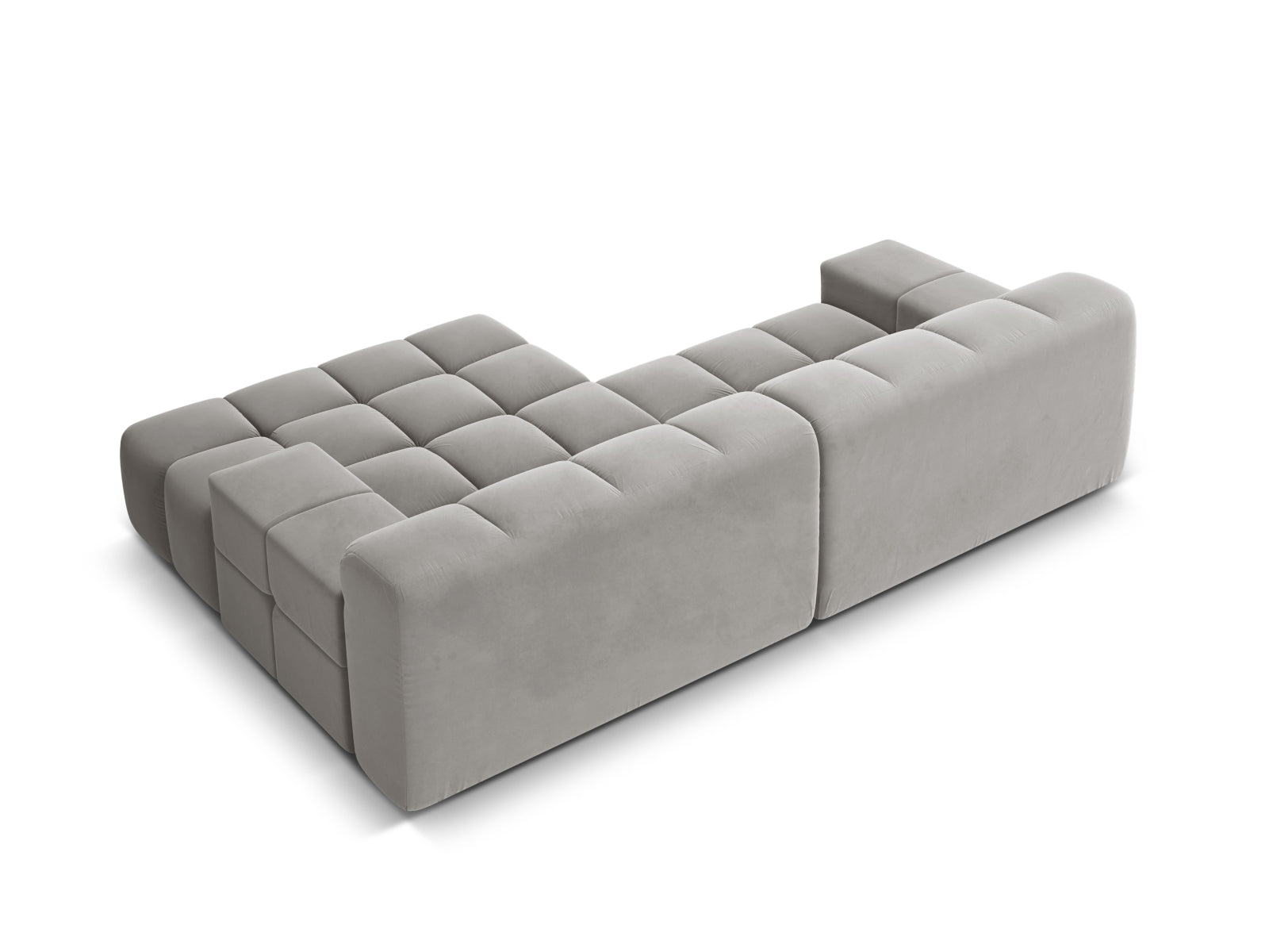 Gray right-facing 2-seater velvet corner sofa AGAVE
