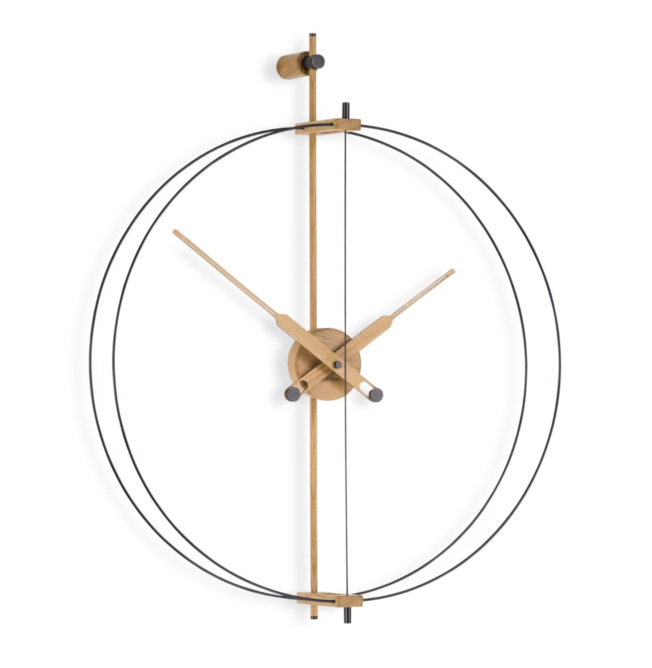 Wanduhr MINI BARCELONA PREMIUM aus Eichenholz mit schwarzer Oberfläche