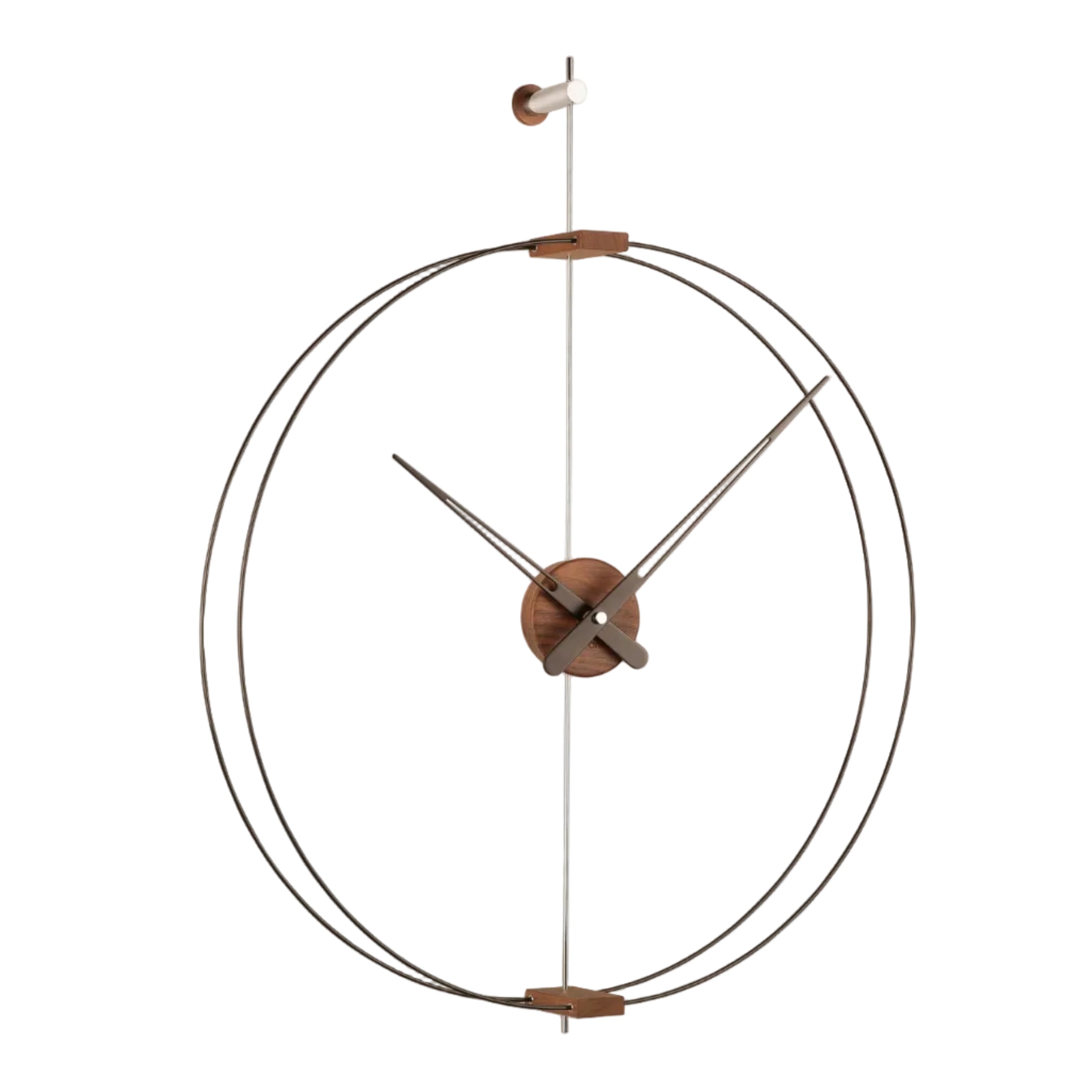 BARCELONA MINI wall clock walnut wood with black and silver