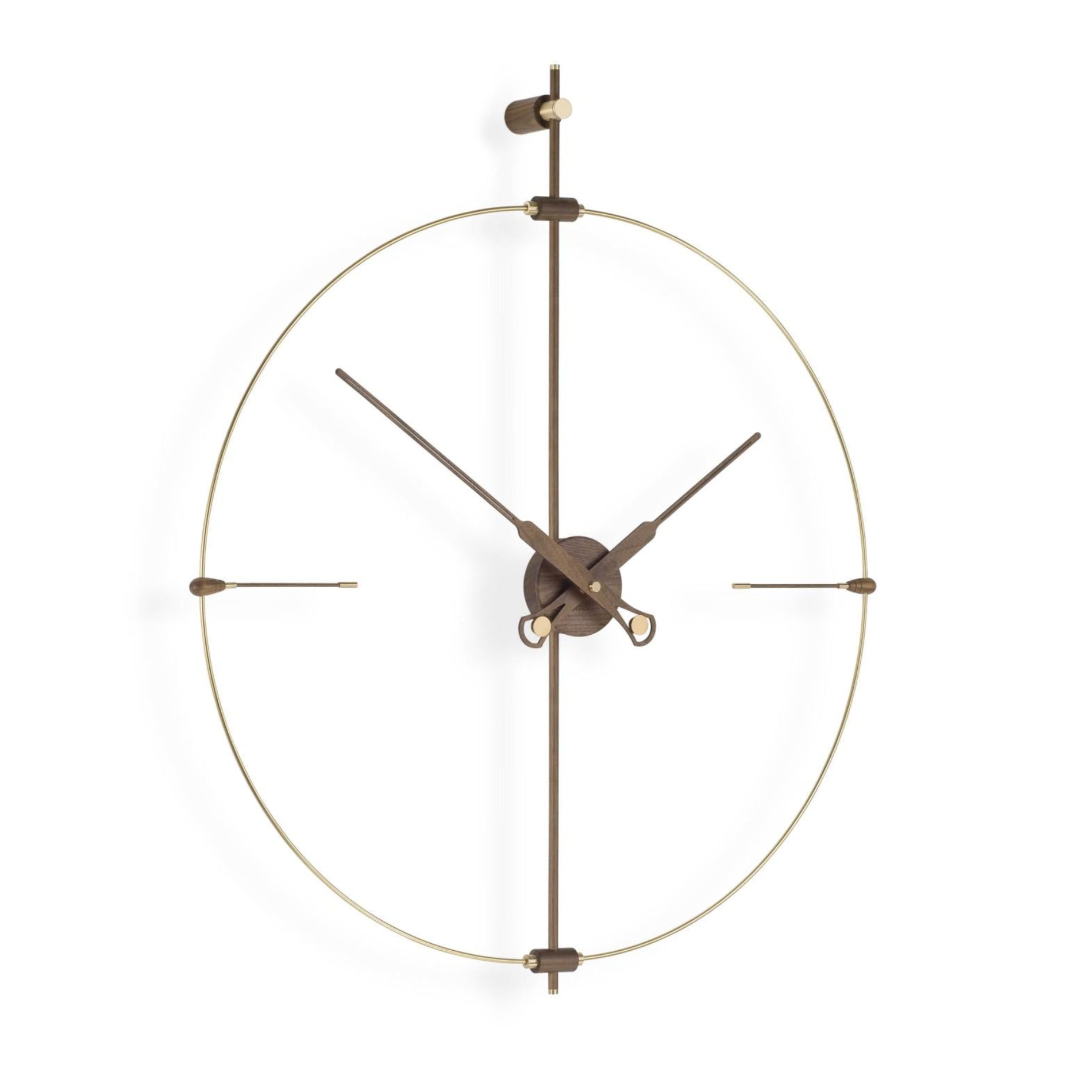MINI BILBAO PREMIUM wall clock walnut wood with brass finish