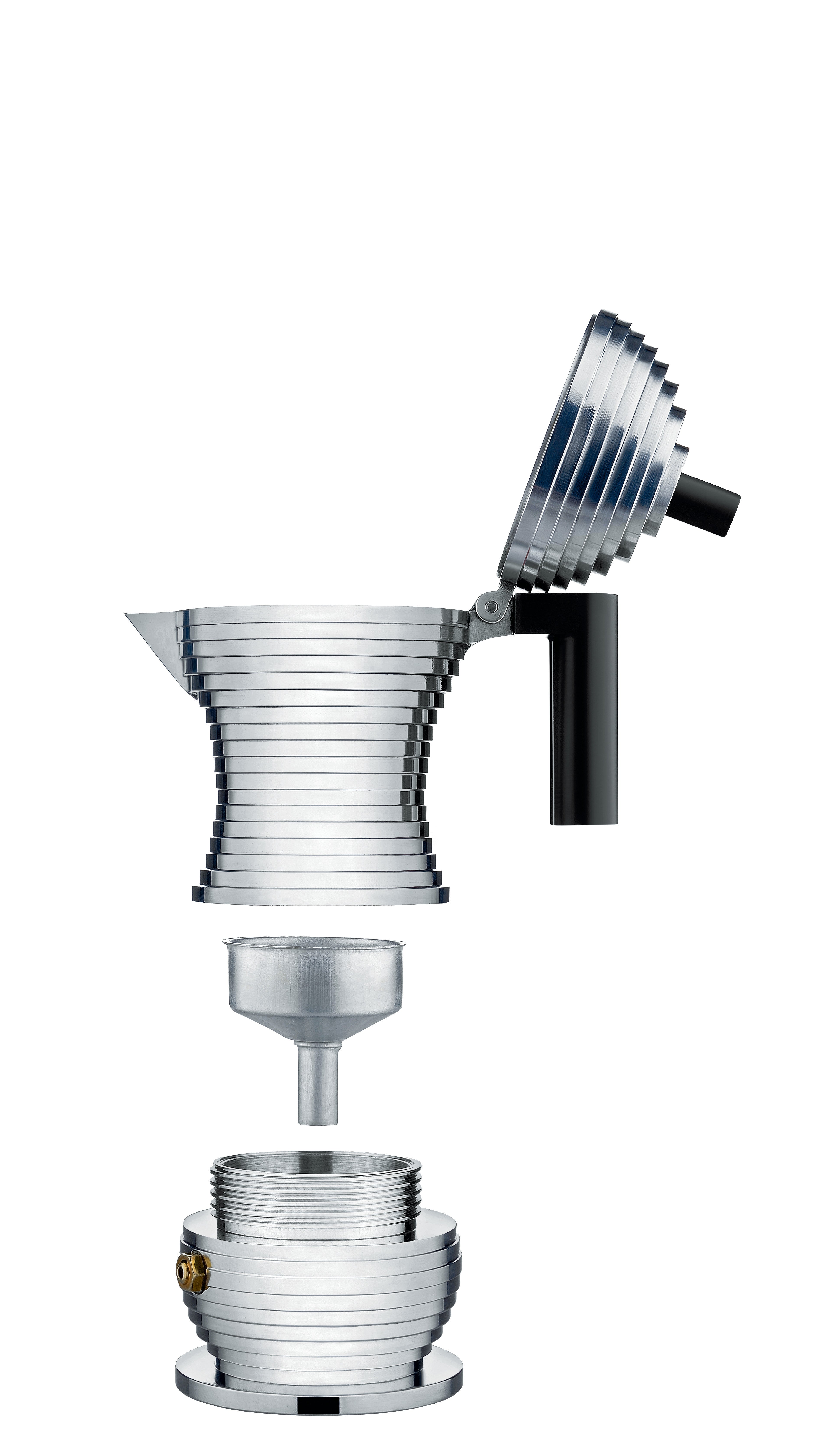 Pulcry -Kaffeemaschine Silber mit Schwarz