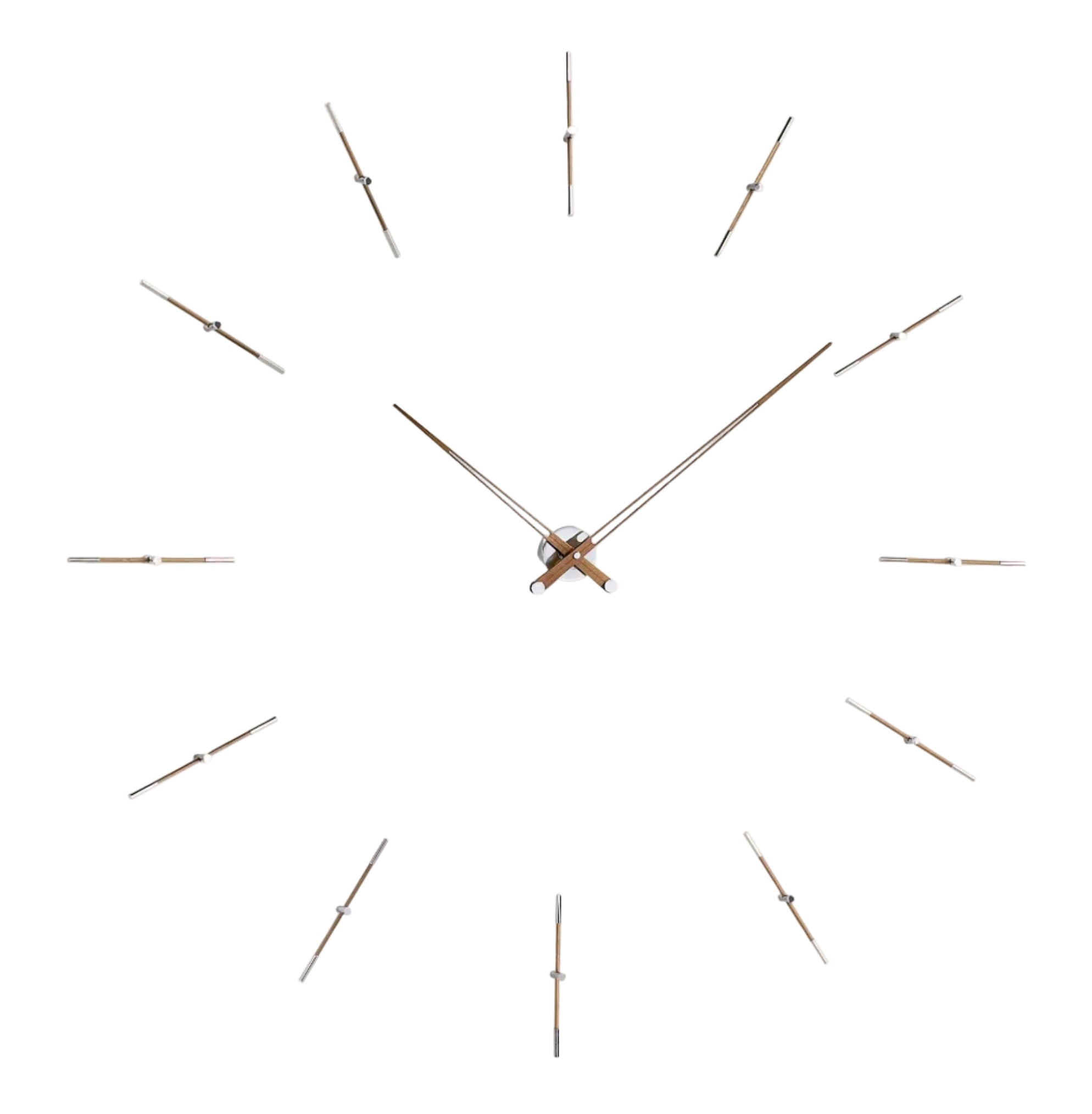 Wanduhr MERLIN aus Nussbaumholz mit verchromter Oberfläche