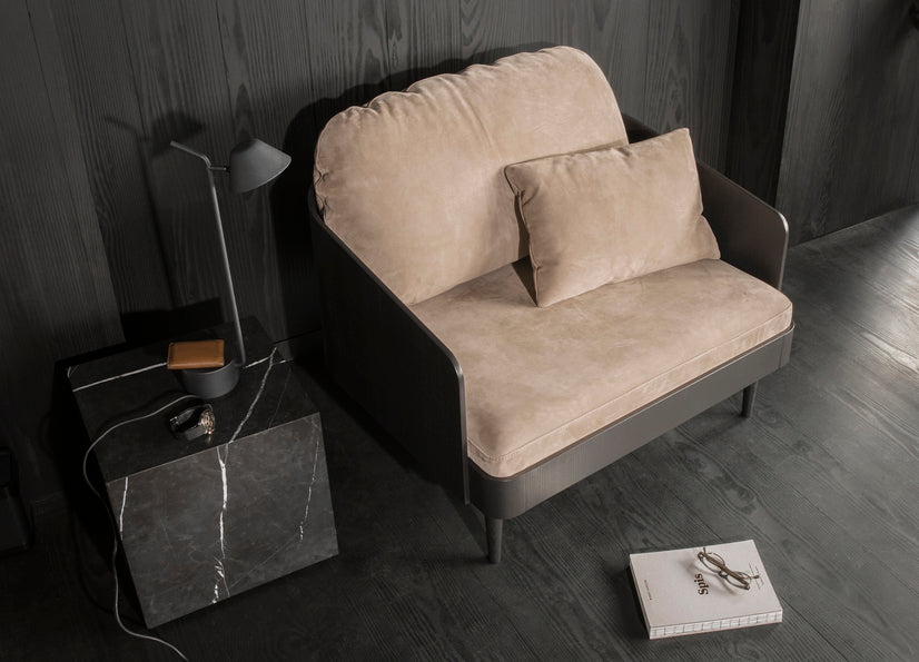 Beistelltisch PLINTH CUBIC brauner Marmor