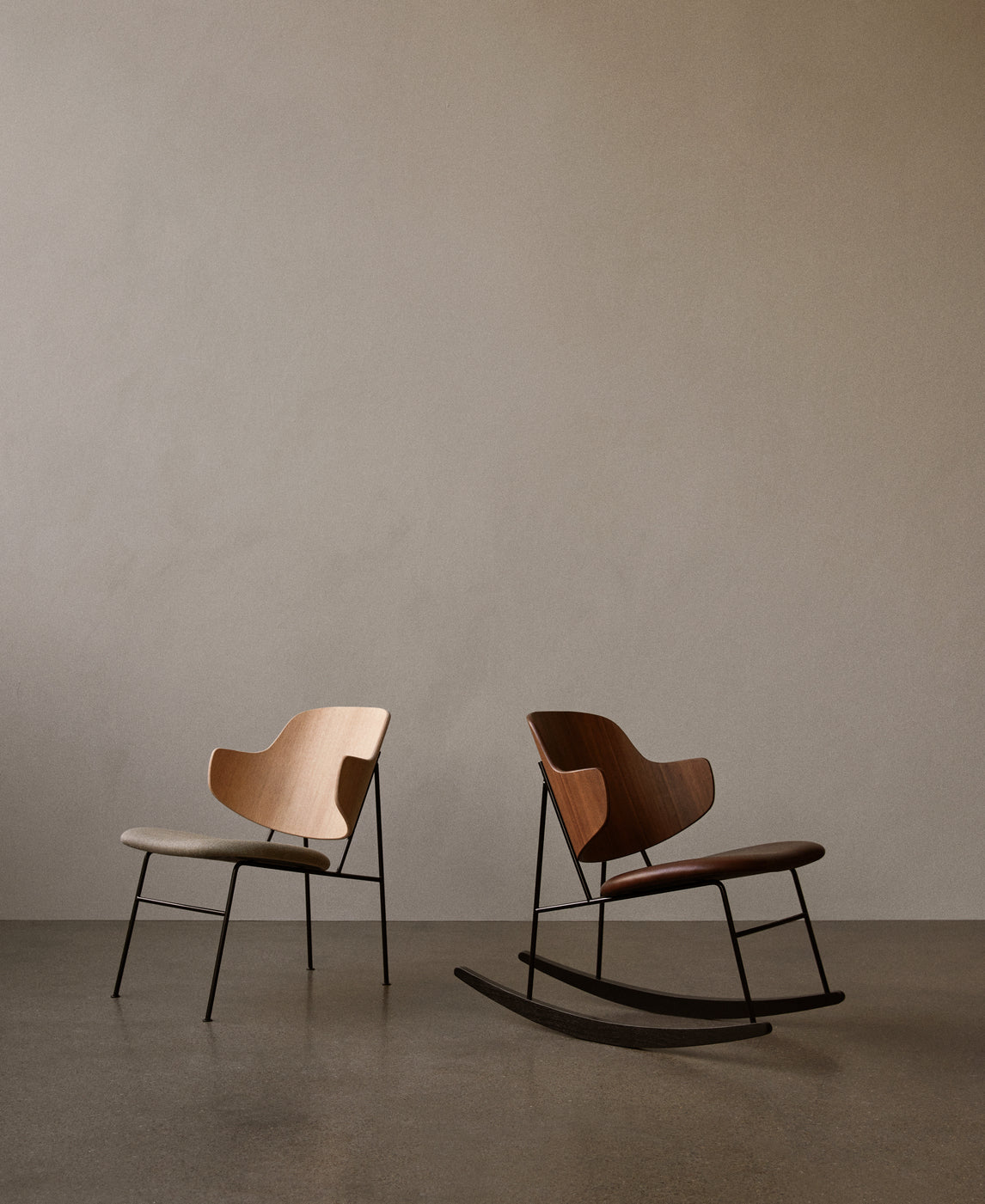 Schaukelstuhl PENGUIN furnier in Nussbaum