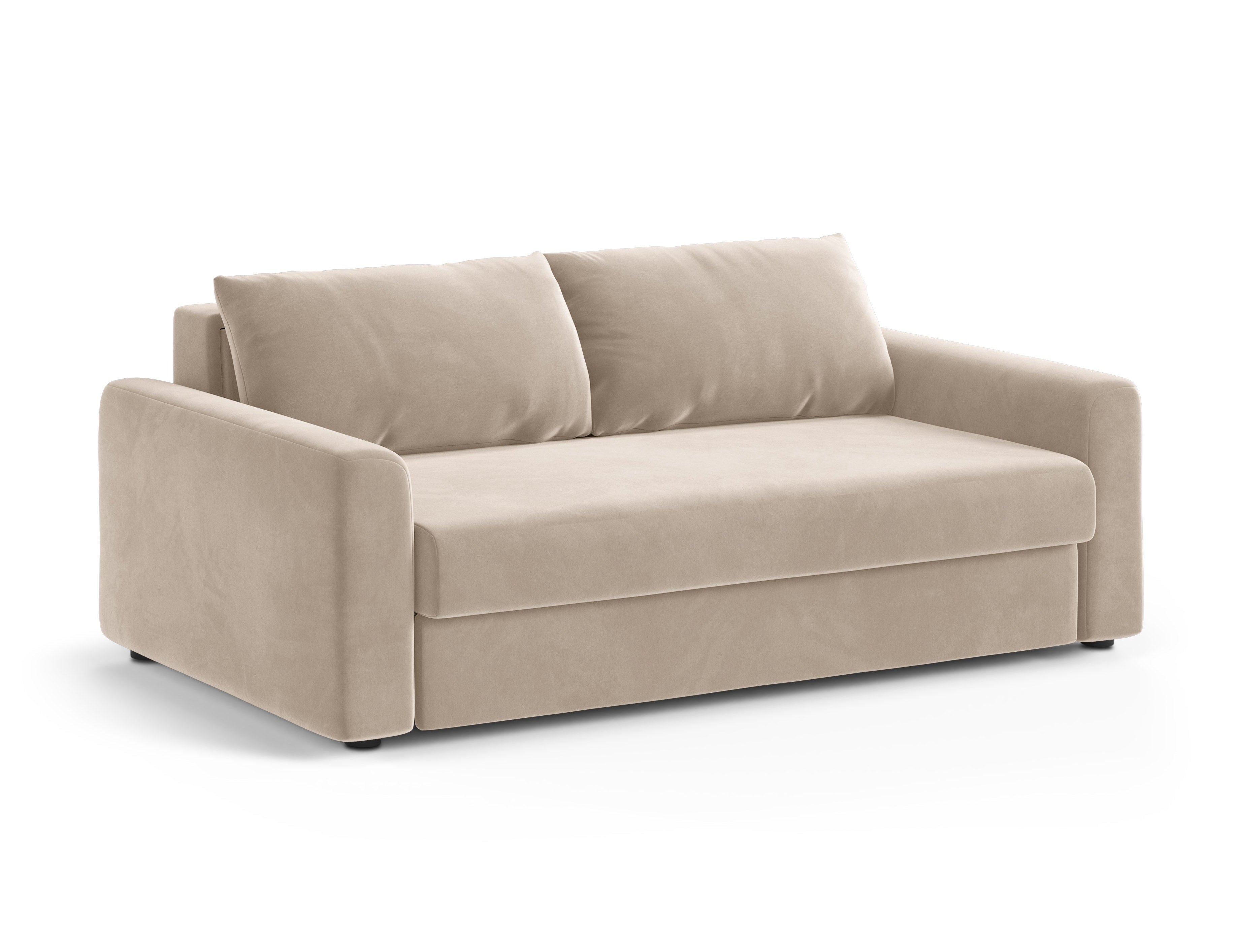 Sofa aksamitna 3-osobowa z funkcją spania DAVID beżowy – Micadoni