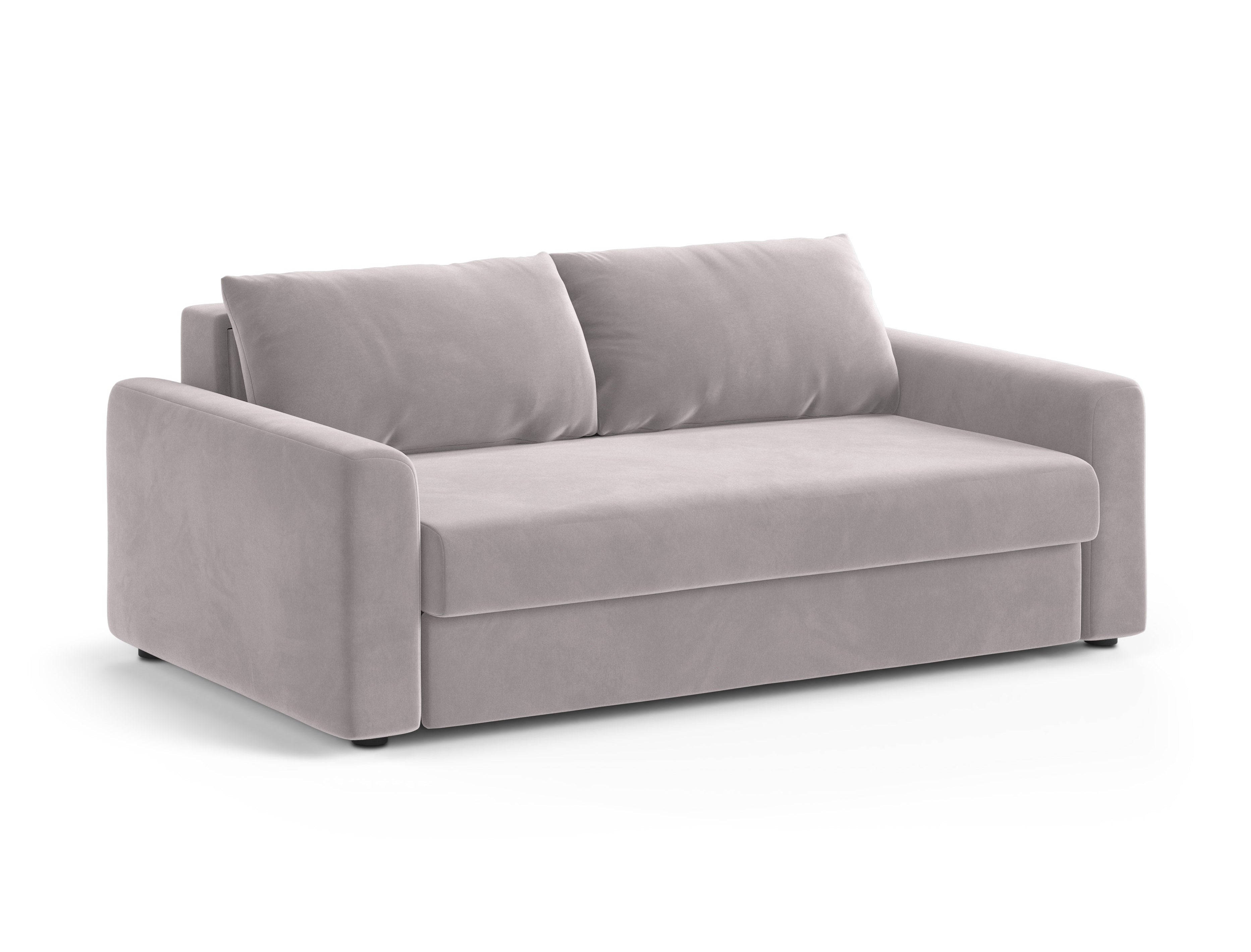 Sofa aksamitna 3-osobowa z funkcją spania DAVID jasny szary – Micadoni