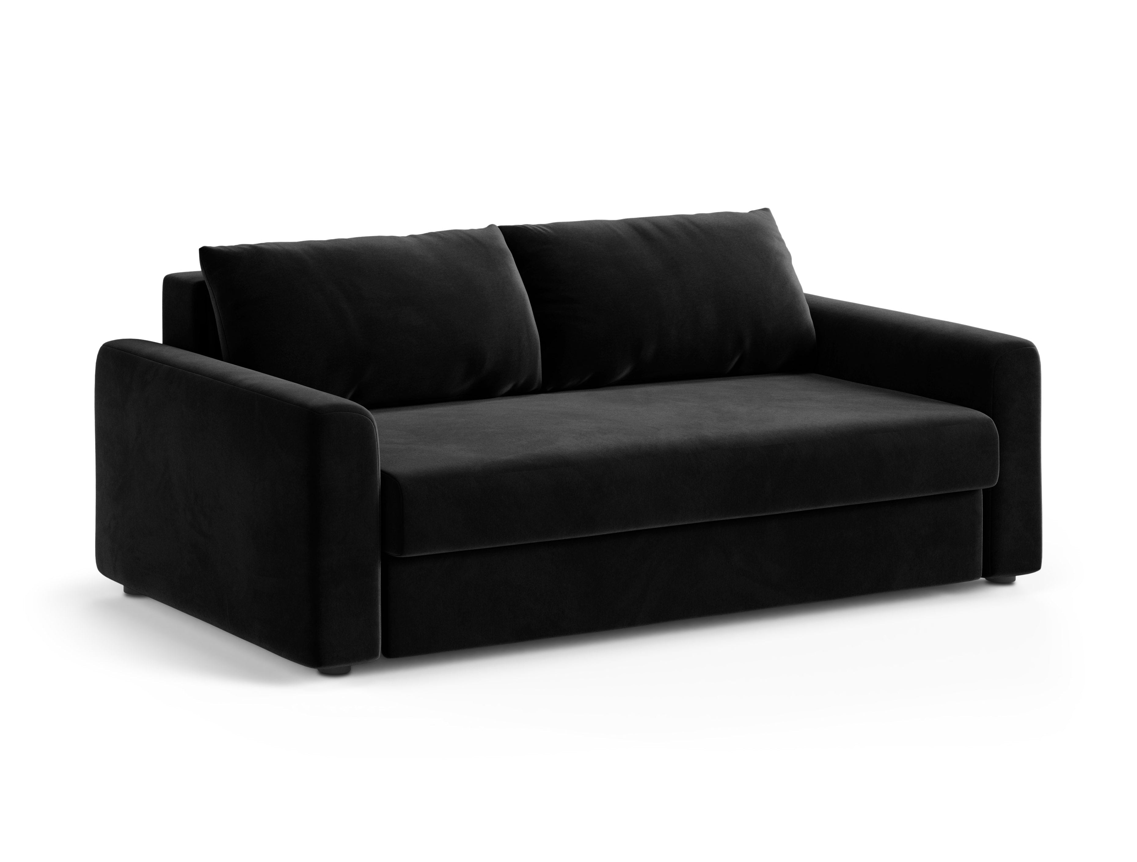 Sofa aksamitna 3-osobowa z funkcją spania DAVID czarny – Micadoni