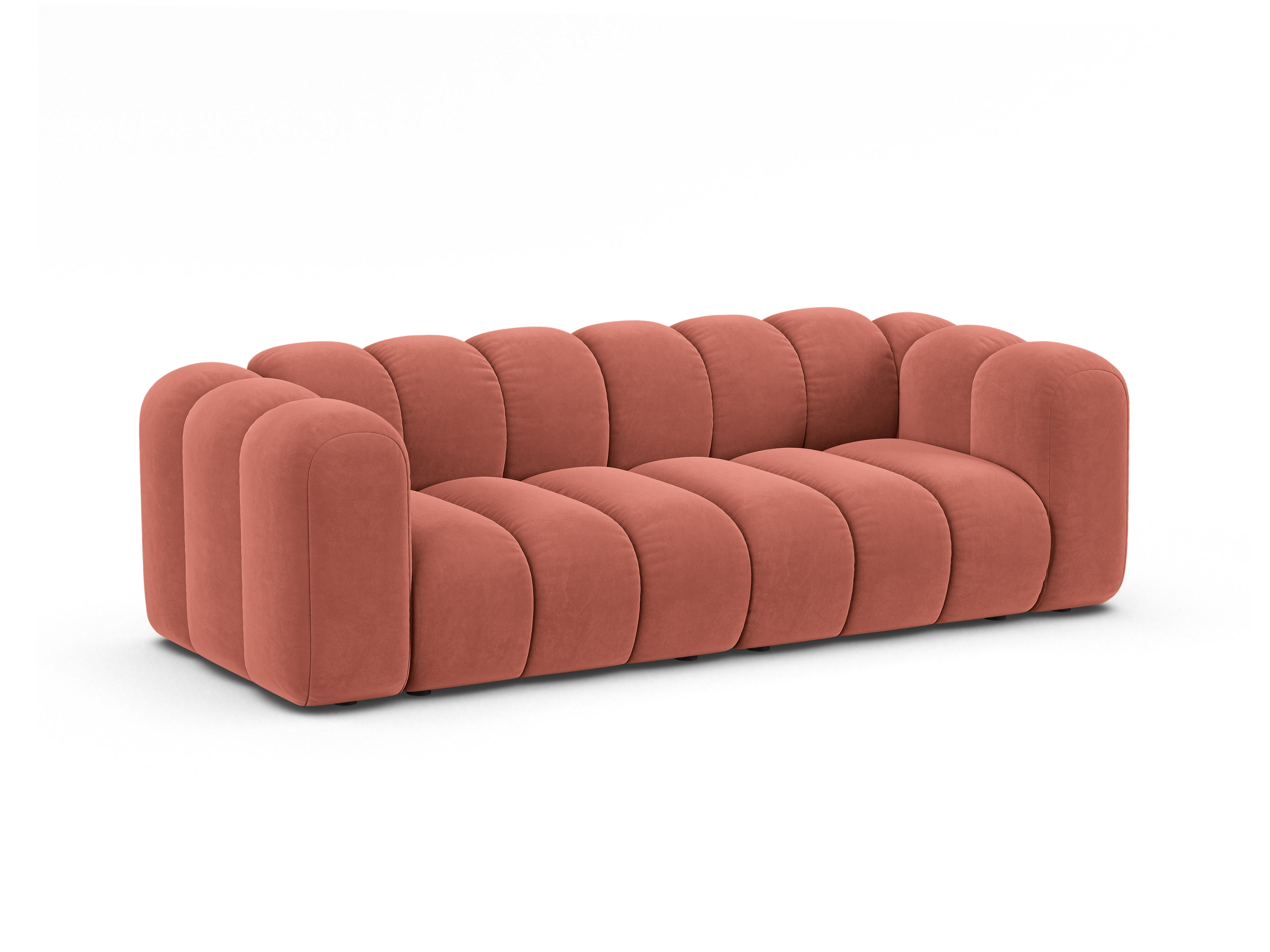Sofa aksamitna 3-osobowa LUPINE koralowy – Micadoni