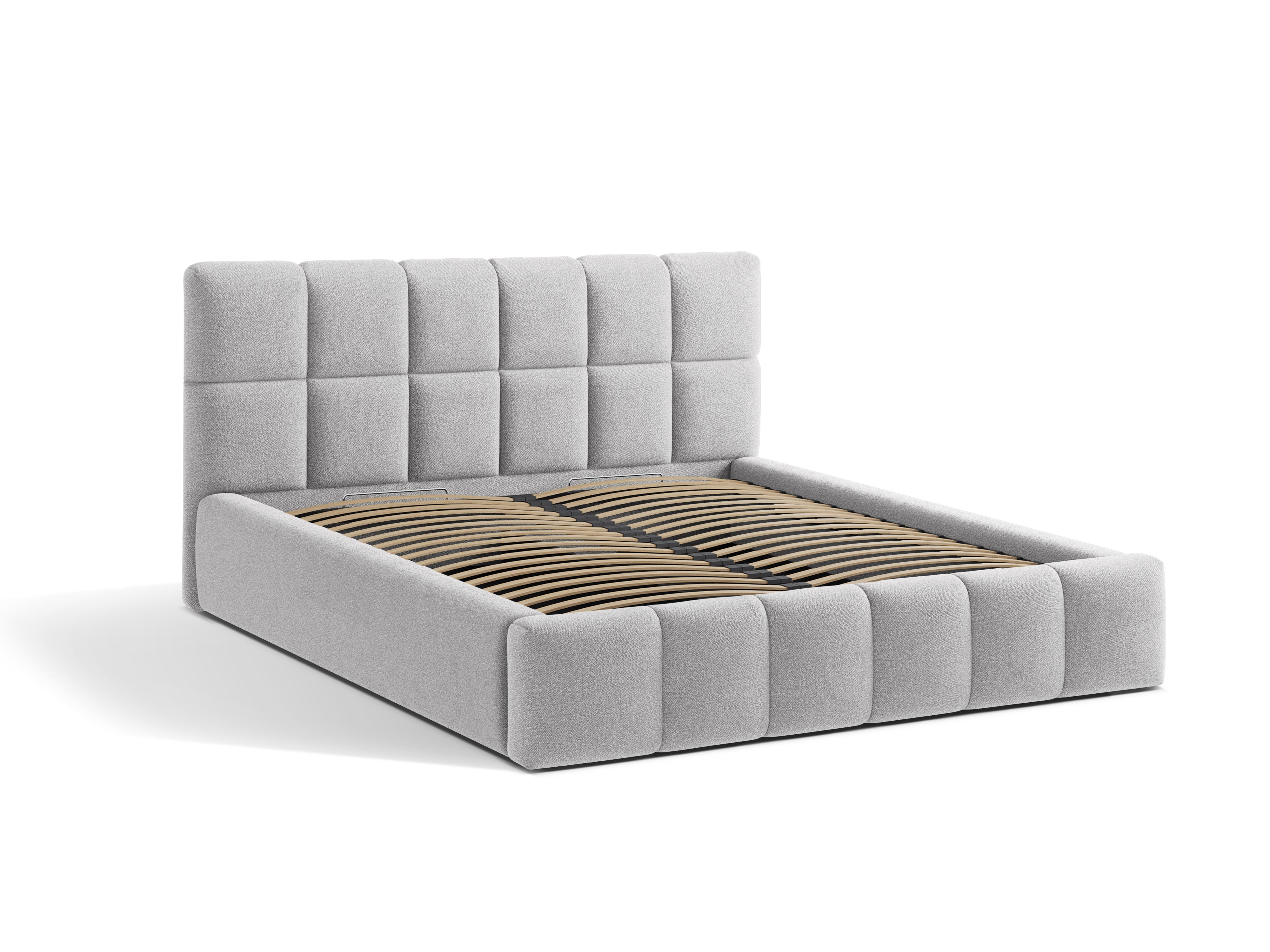 BELLIS Bett mit Bettkasten in hellgrauem Boucle