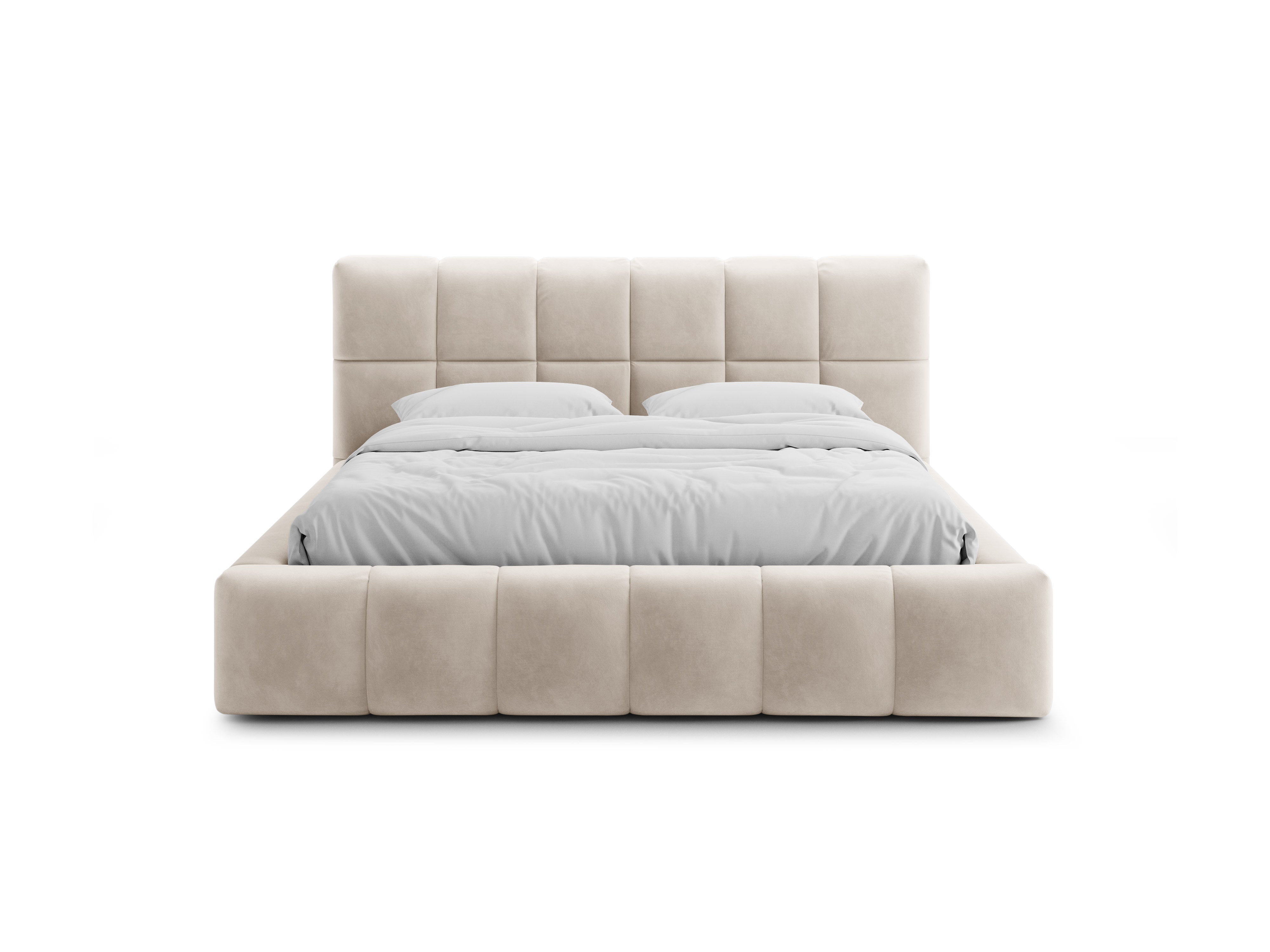 Samtbett mit Bettkasten BELLIS in Beige