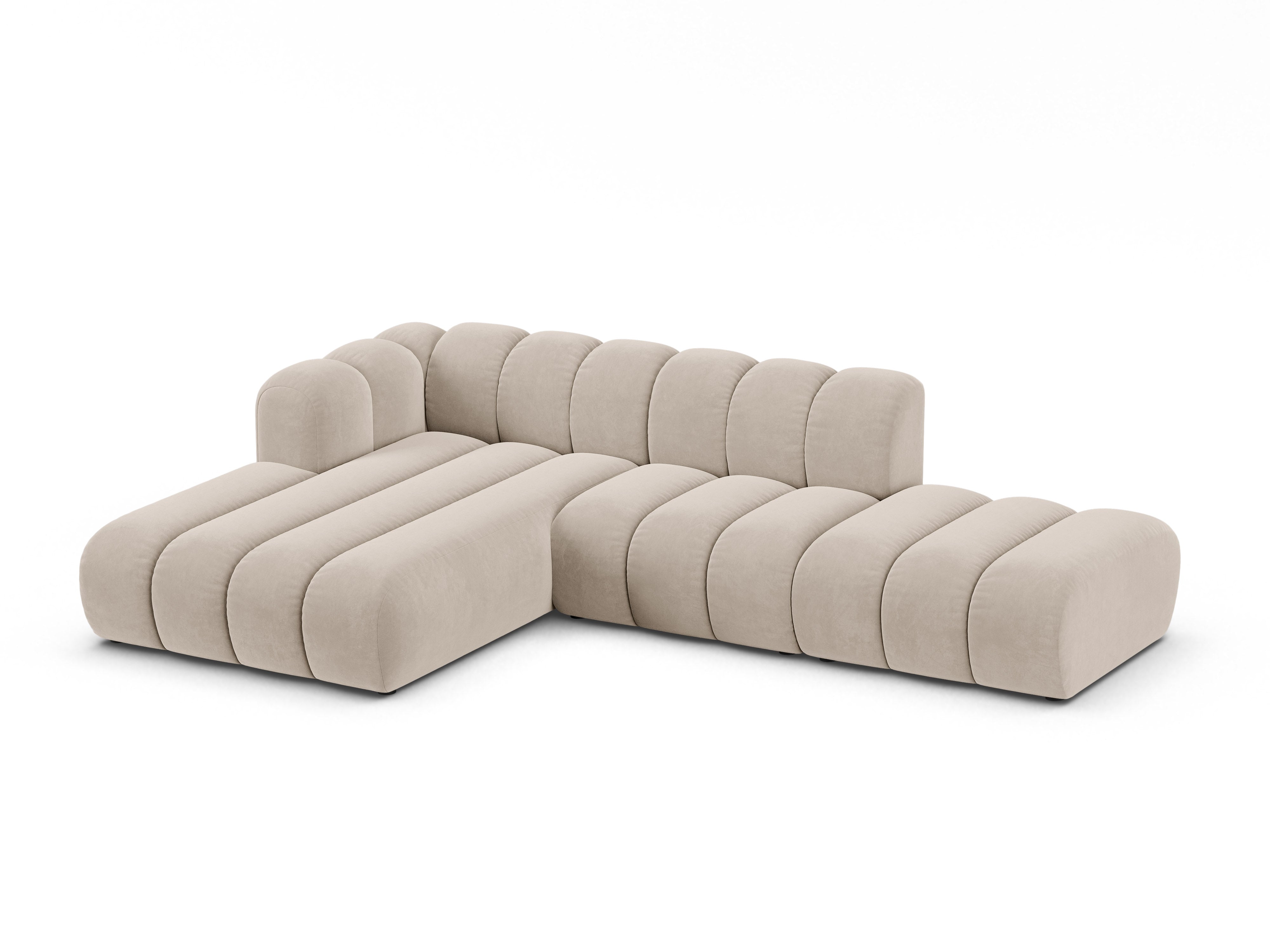 Samt-Ecksofa für 5 Personen links LUPINE beige