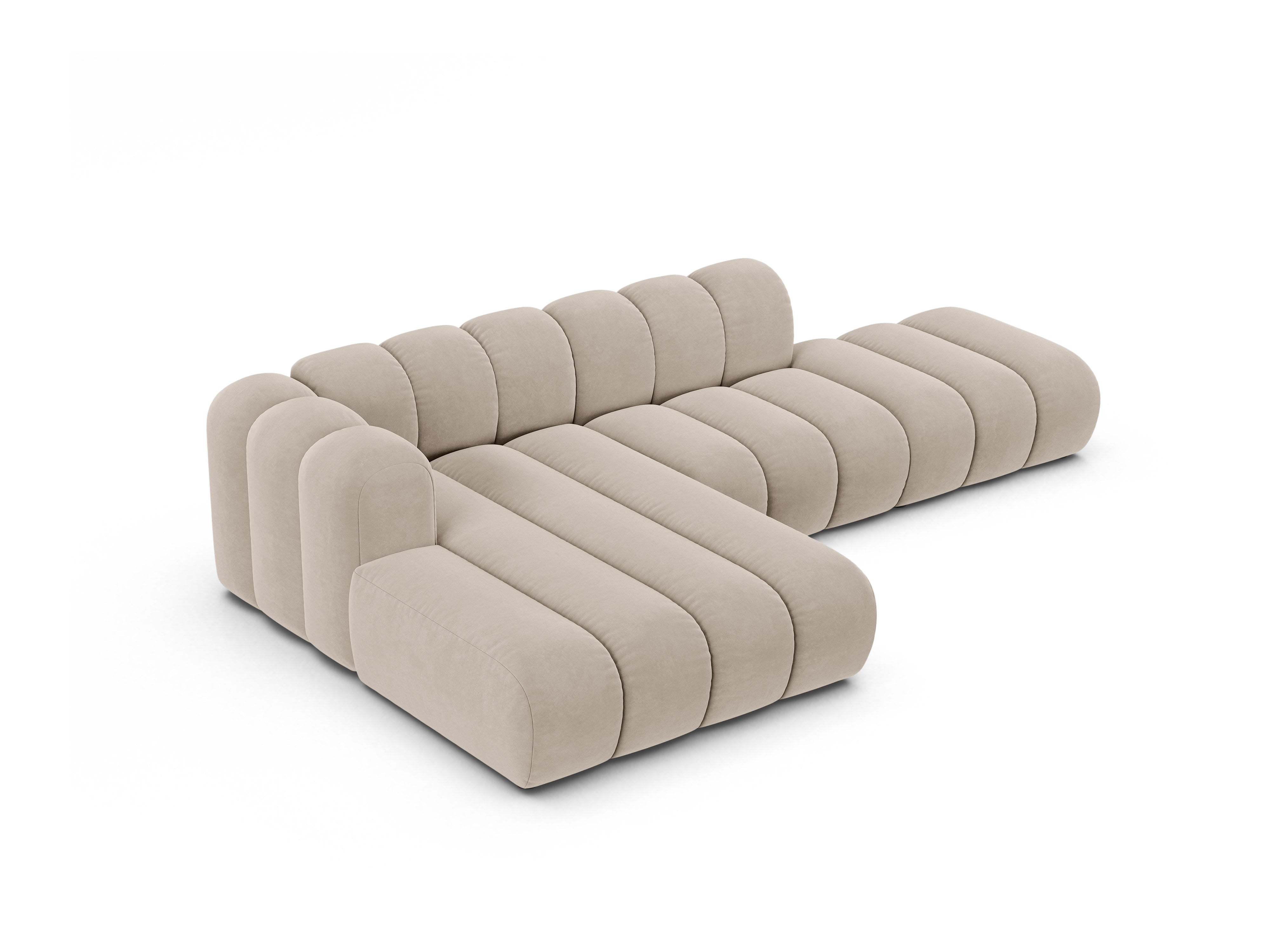 Samt-Ecksofa für 5 Personen links LUPINE beige