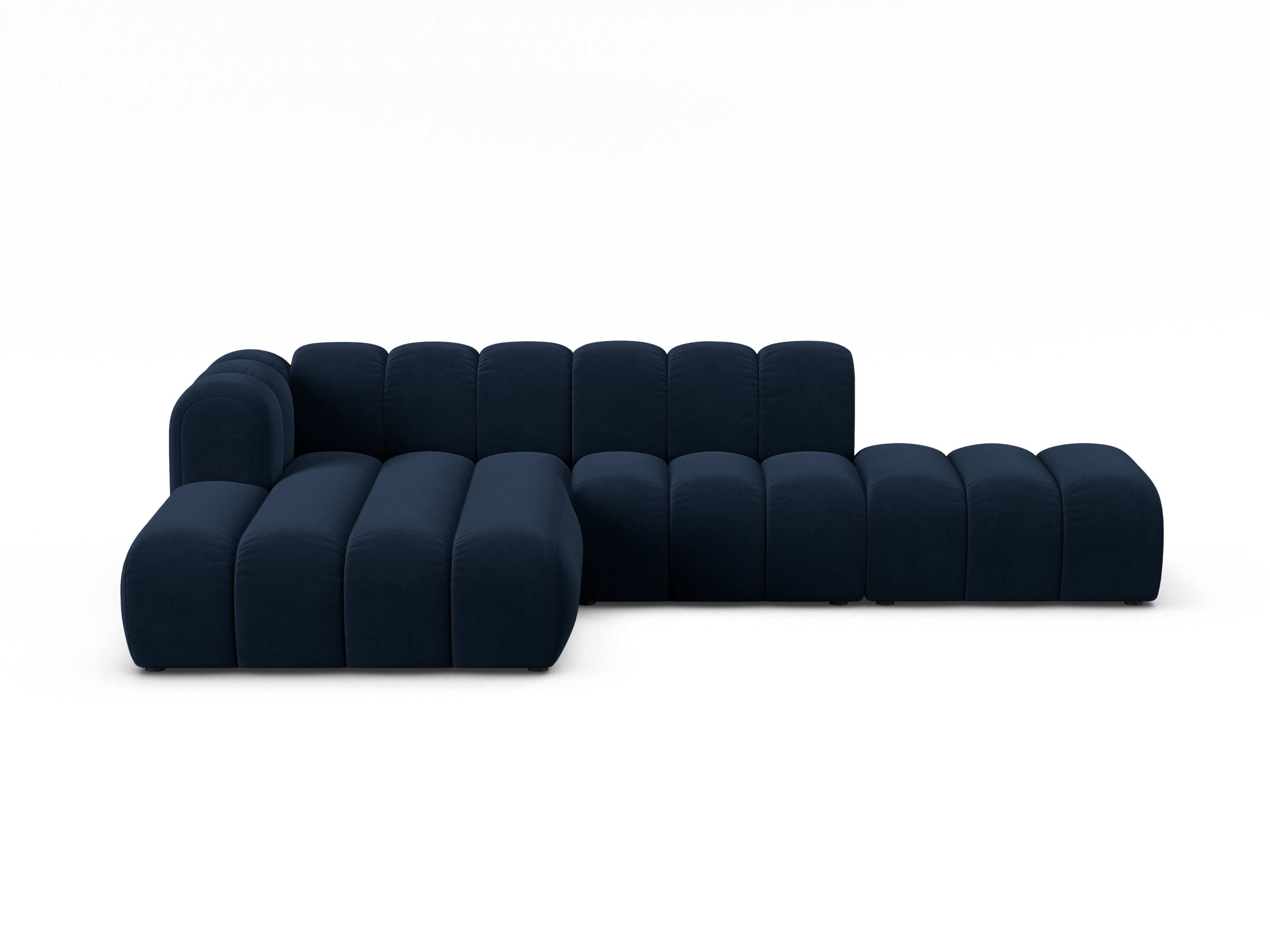 Samt-Ecksofa für 5 Personen links LUPINE in Marineblau