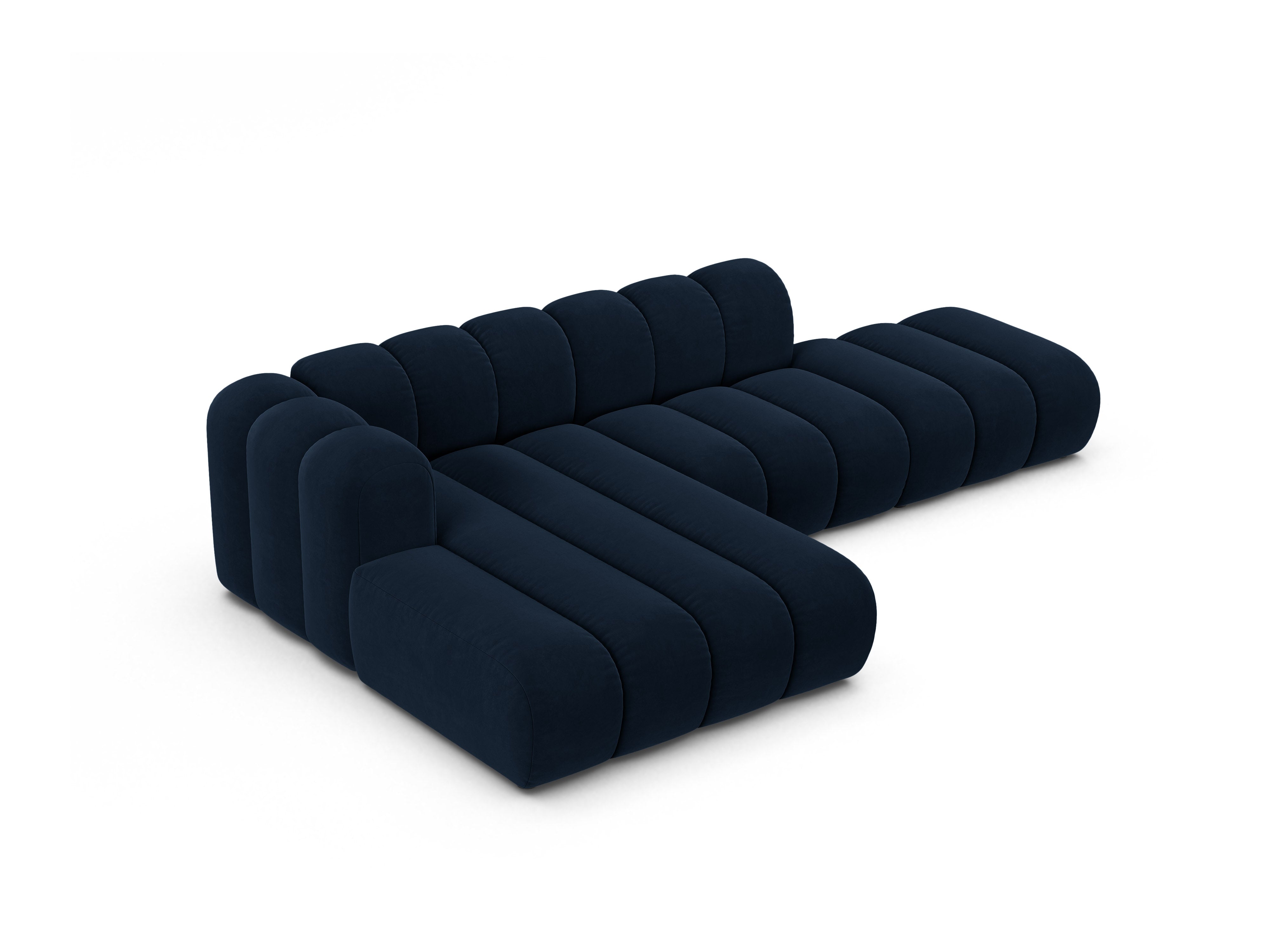 Samt-Ecksofa für 5 Personen links LUPINE in Marineblau