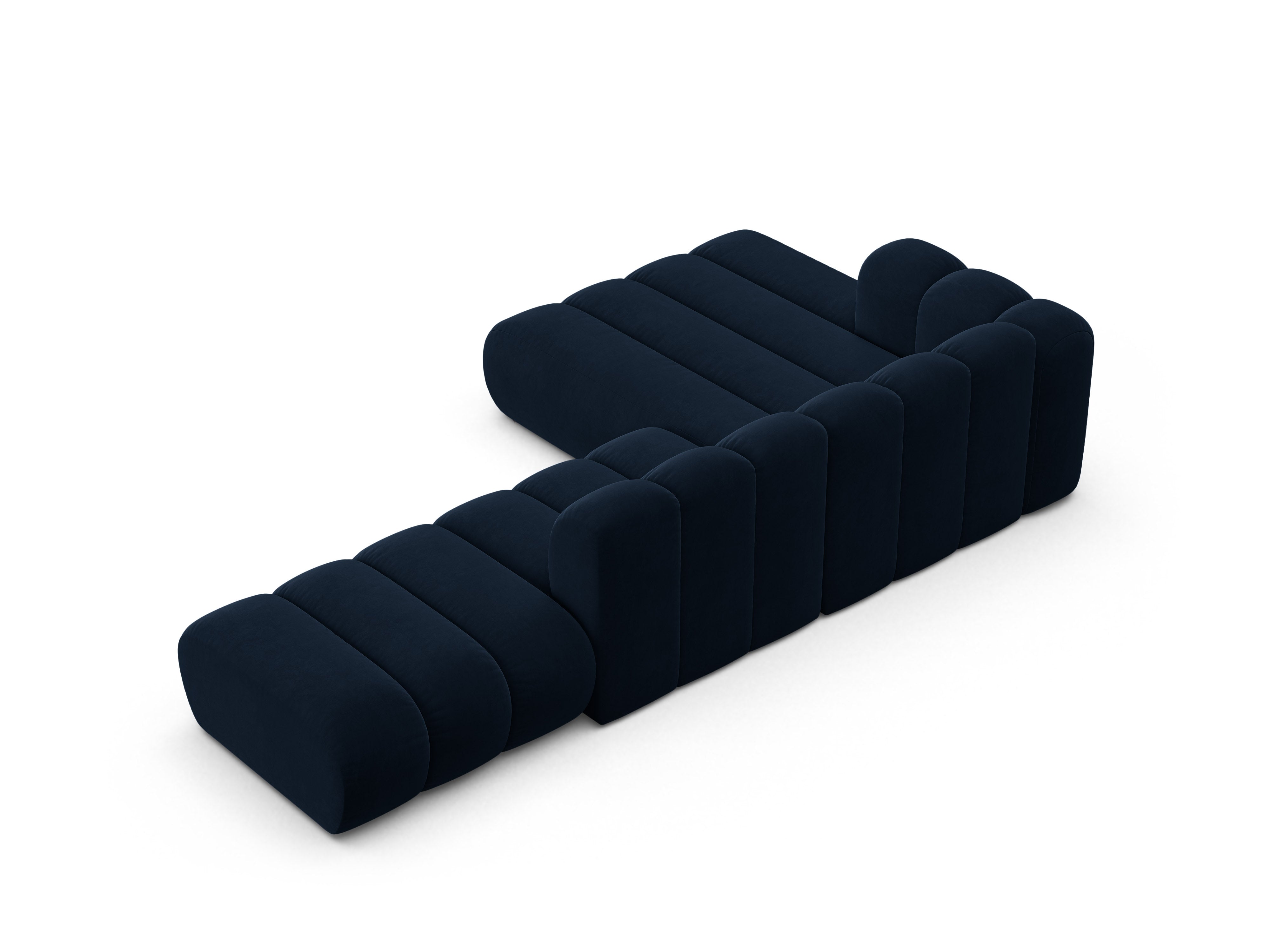 Samt-Ecksofa für 5 Personen links LUPINE in Marineblau
