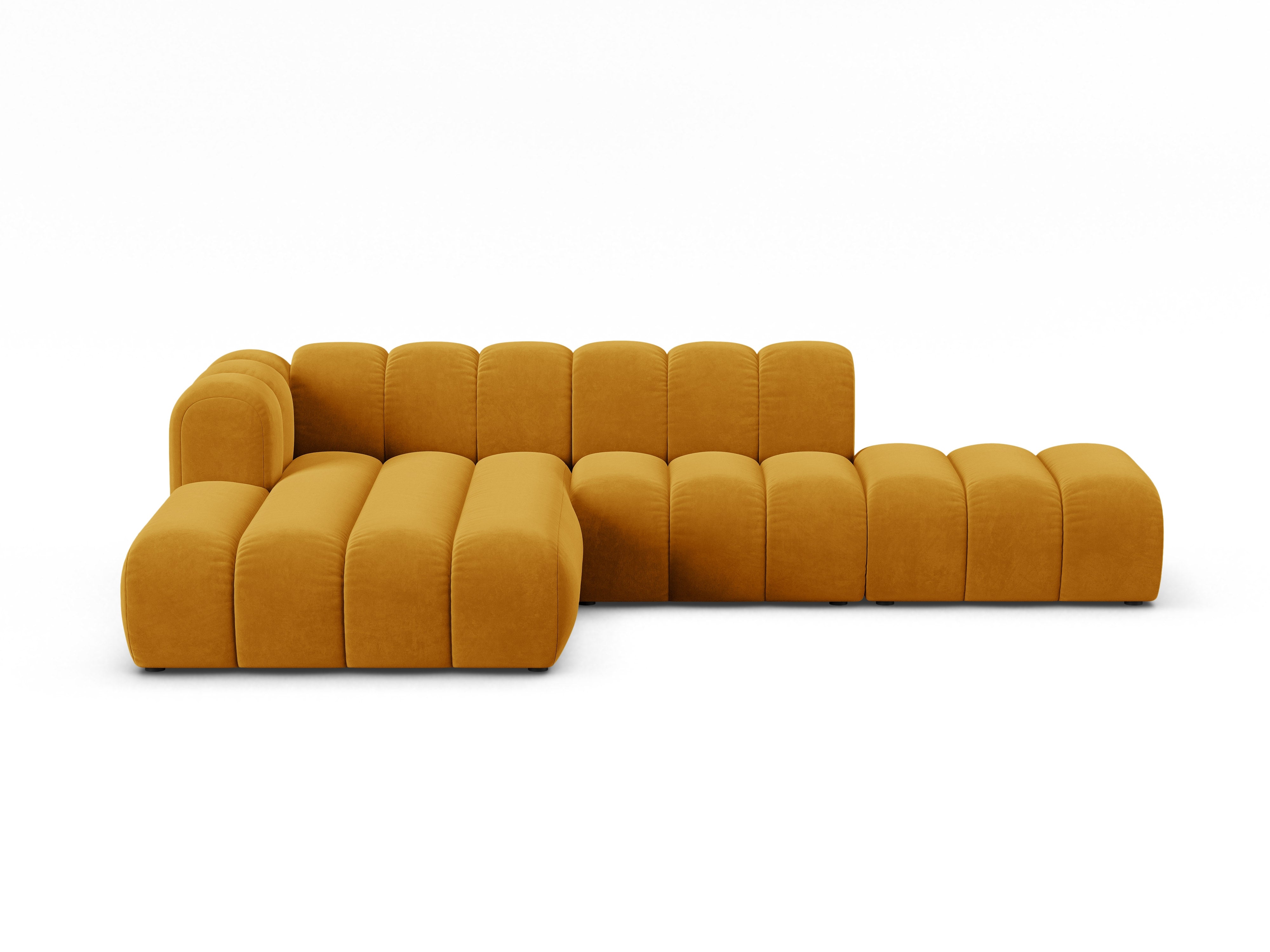 Samt-Ecksofa für 5 Personen links LUPINE senfgelb