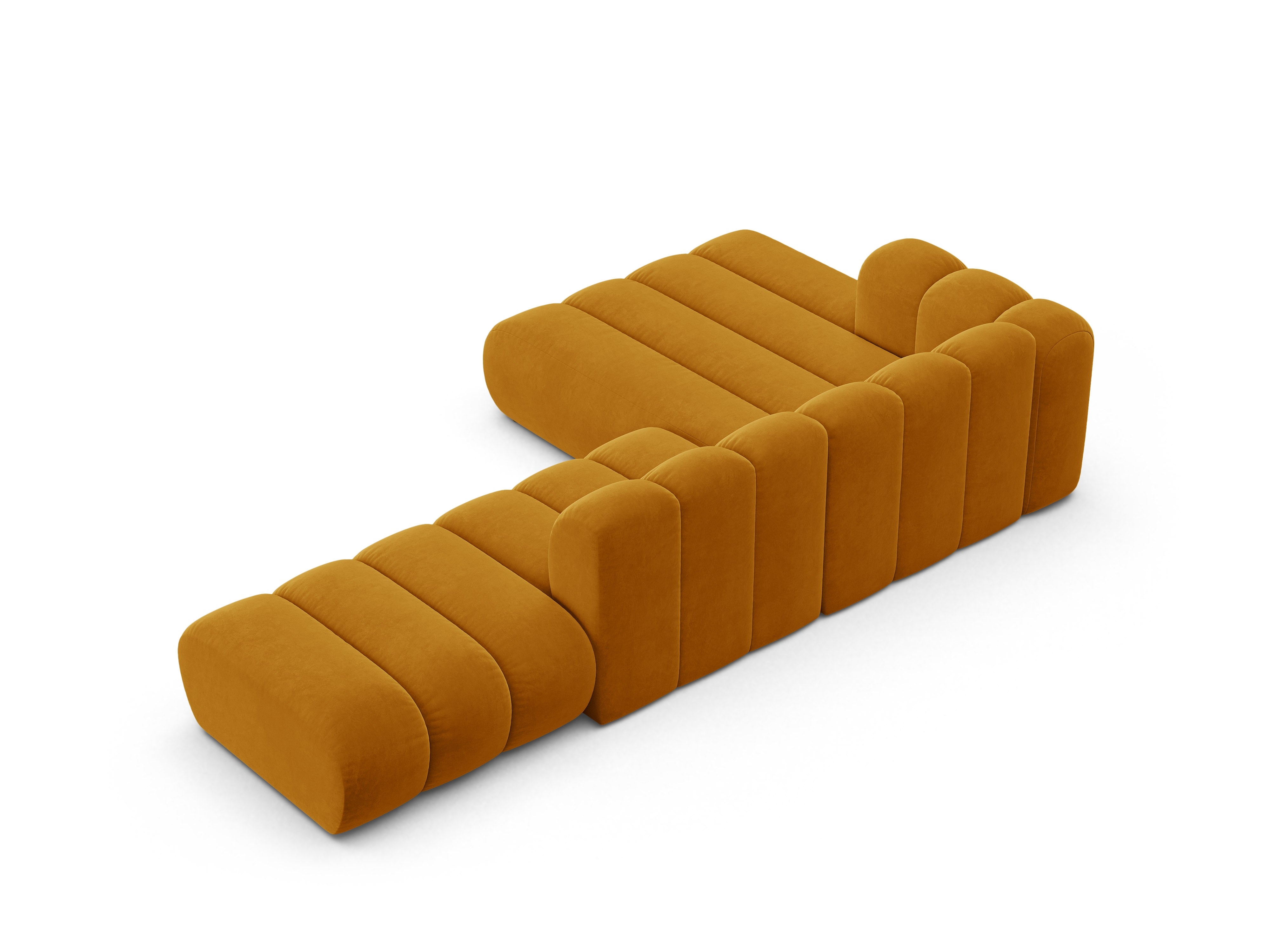 Samt-Ecksofa für 5 Personen links LUPINE senfgelb