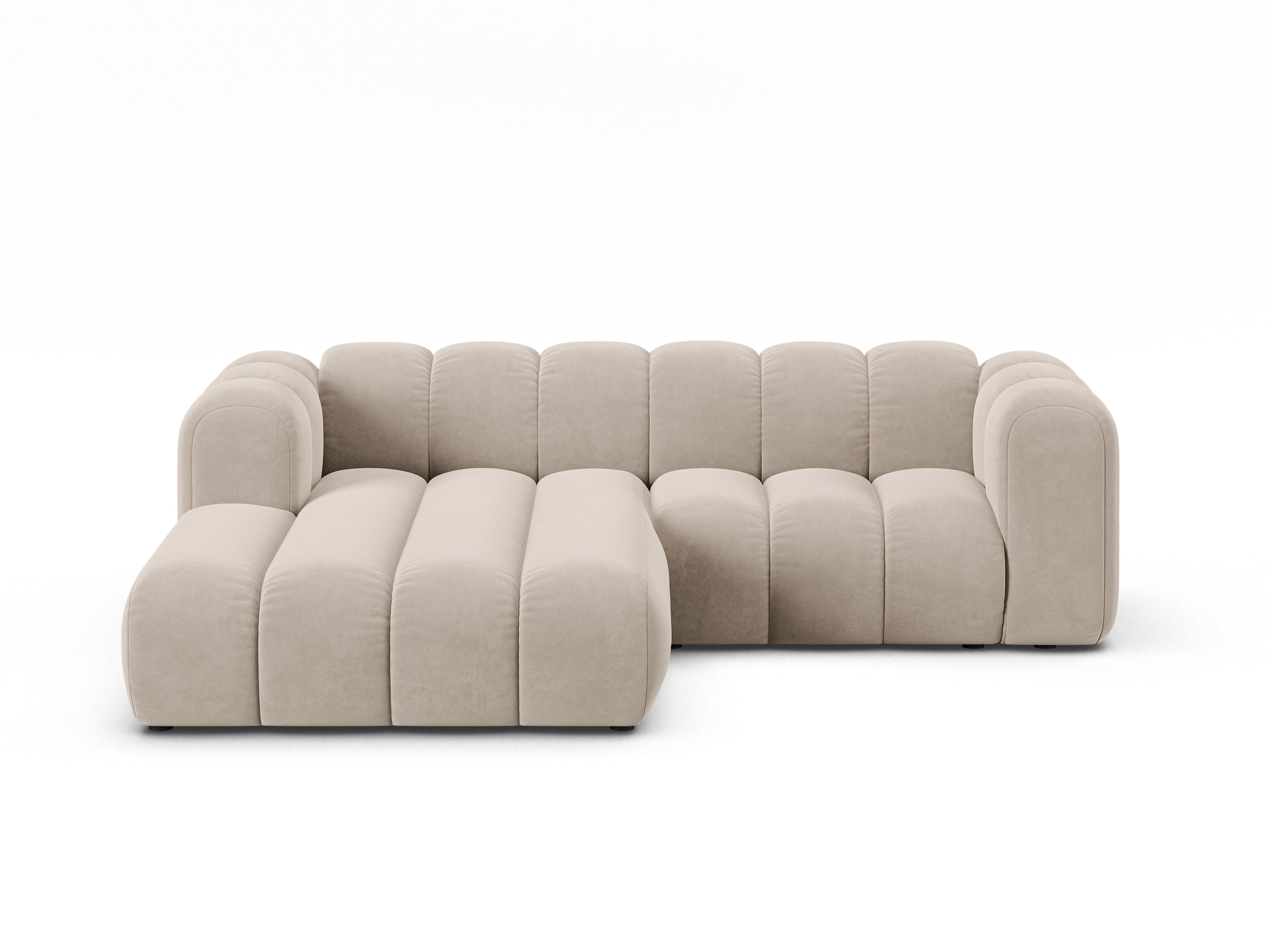Samt-Ecksofa 3-sitzig links LUPINE beige