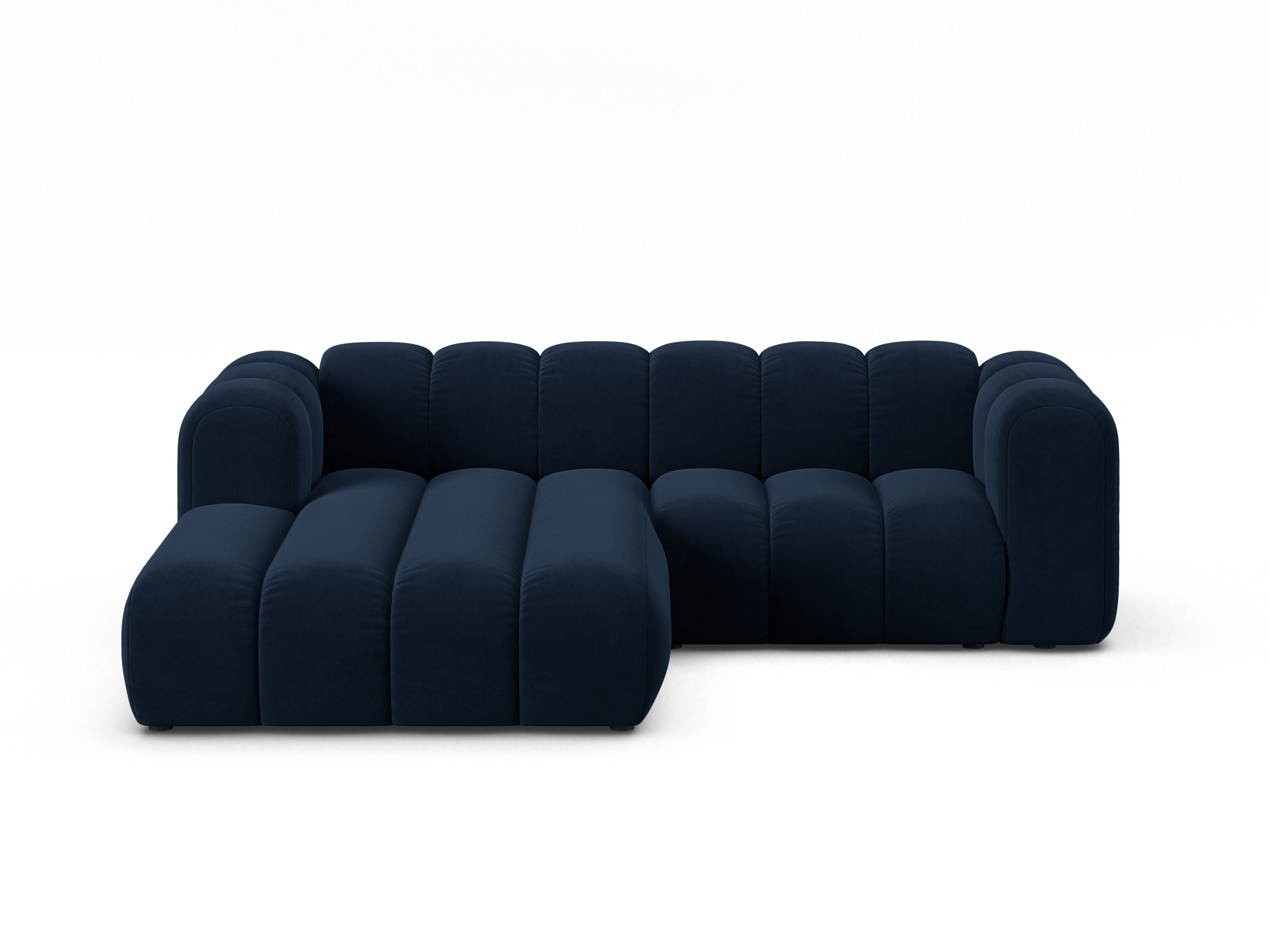 Samt-Ecksofa 3-sitzig links LUPINE marineblau